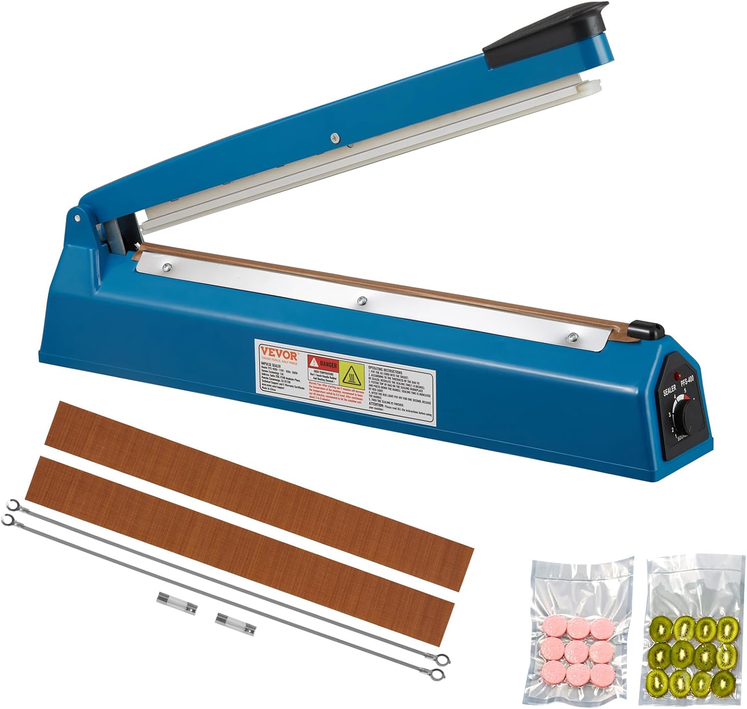 VEVOR Sellador de impulso de 16 pulgadas, máquina de sellado térmico manual con modo de calefacción ajustable, selladores de bolsas retráctiles ABS