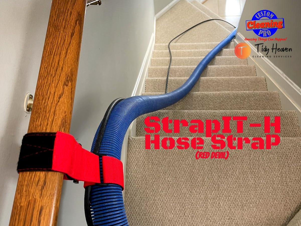 StrapIT-H – Nueva correa de manguera (Red Devil) para limpieza de alfombras sostiene mangueras de vacío de 1.5, 2 y 2.5 pulgadas y manguera de