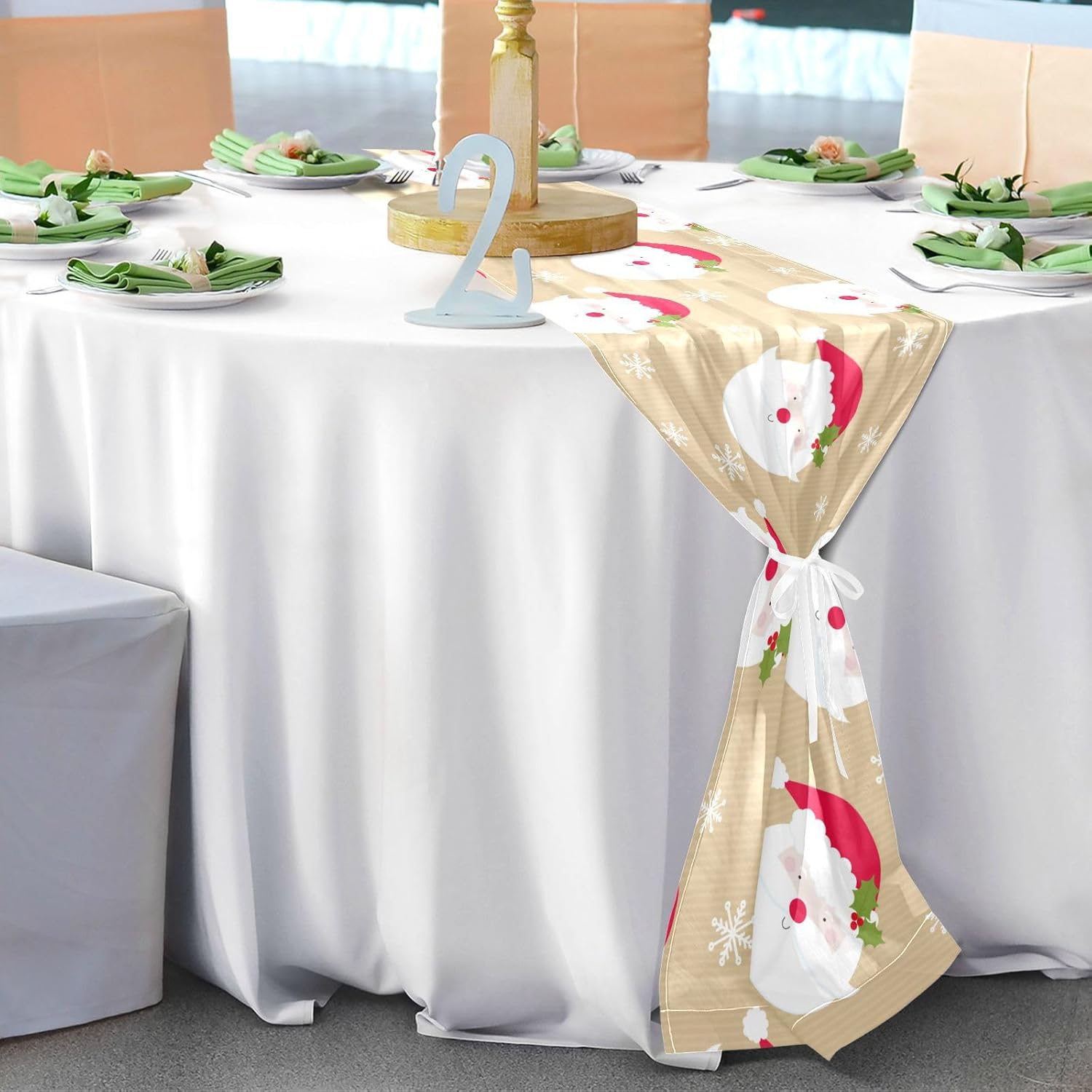 Christmas Cute Santa Head Table Runner Fall Table Decor for Kitchen Decorations Christmas Table Runner 120 Inches Long