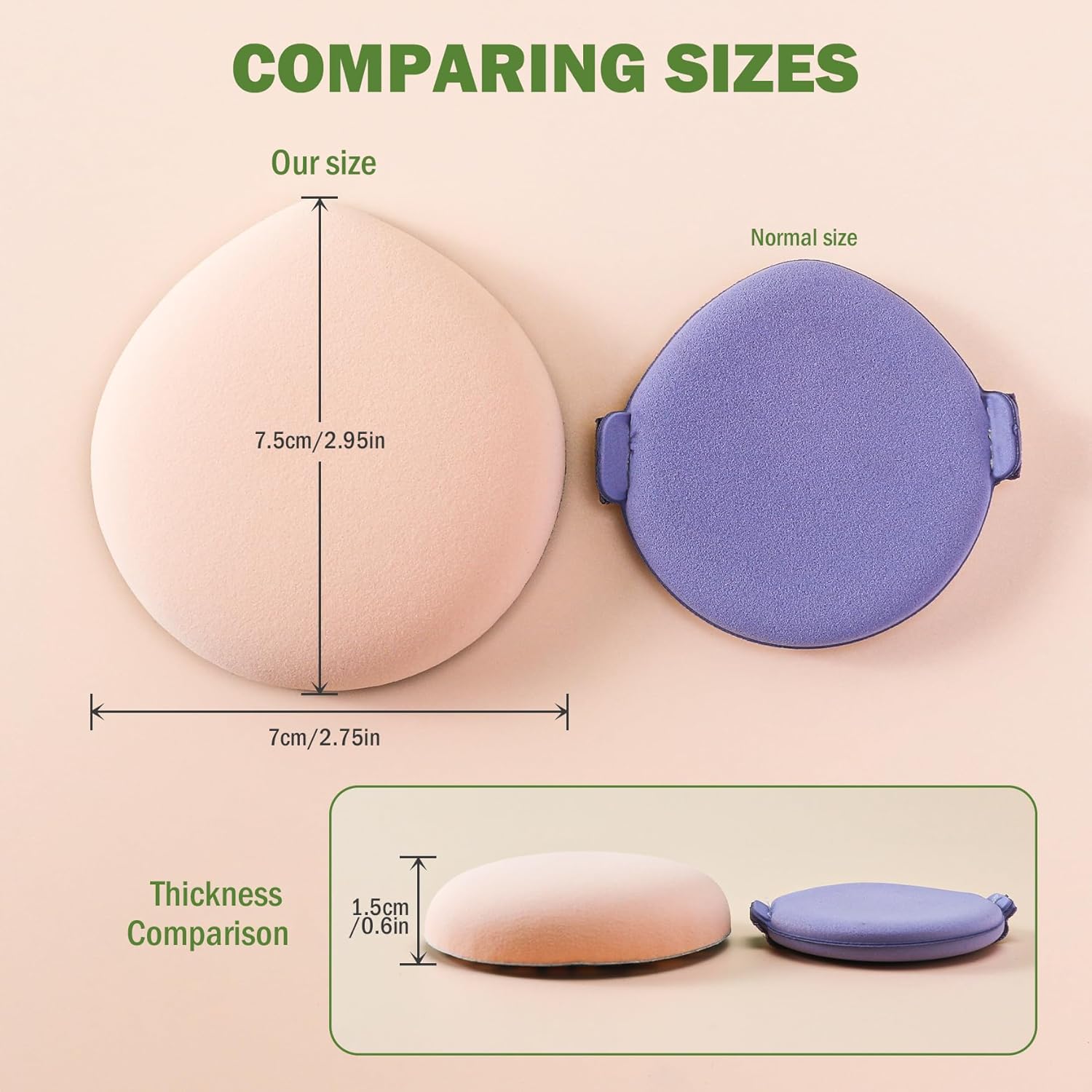 Esponja de maquillaje grande, 2 unidades, esponjas de polvo súper suaves que se aplican rápidamente en 3 segundos, herramienta de maquillaje en seco