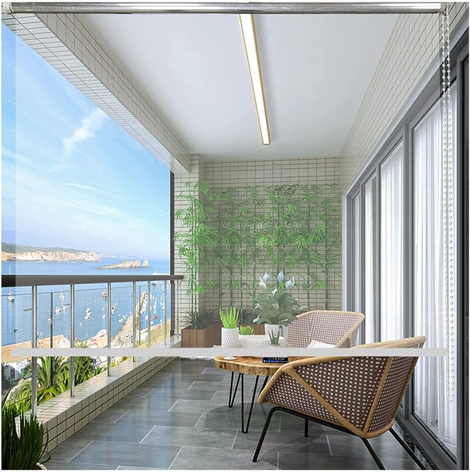 Persianas enrollables de PVC transparente para exteriores, cortinas de pantalla de división para balcón, pérgola de alta resistencia, persianas