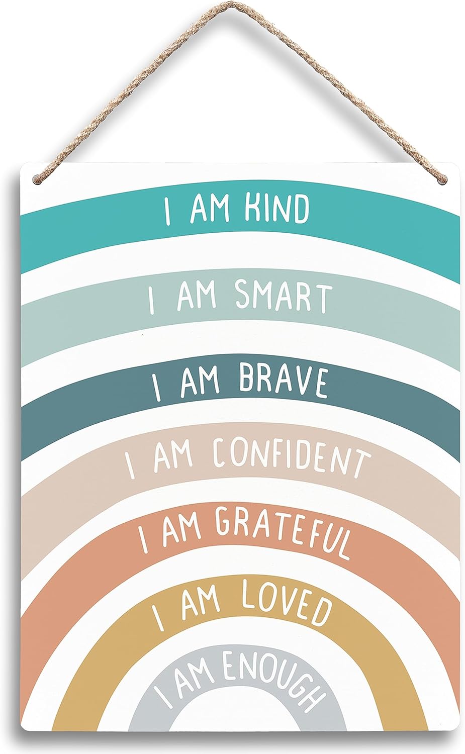FUGWN Letreros de madera boho con texto en inglés “I Am Kind I Am Brave de 8 x 10”, decoración de pared de afirmaciones positivas, decoración de