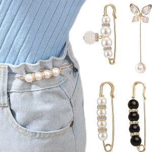 4 broches de perlas, alfileres de seguridad para mujeres y niñas, pantalones de vestir, falda, cuello de cárdigan, broches de diamantes de imitación 4 broches de perlas, alfileres de seguridad para mujeres y niñas, pantalones de vestir, falda, cuello de cárdigan, broches de diamantes de imitación