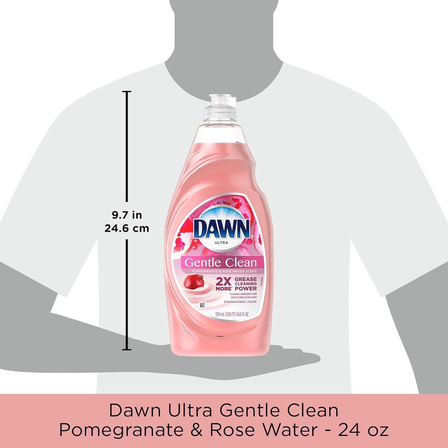 Dawn Gentle Clean – Jabón líquido para lavar platos, granada, 24 onzas (paquete de 2)