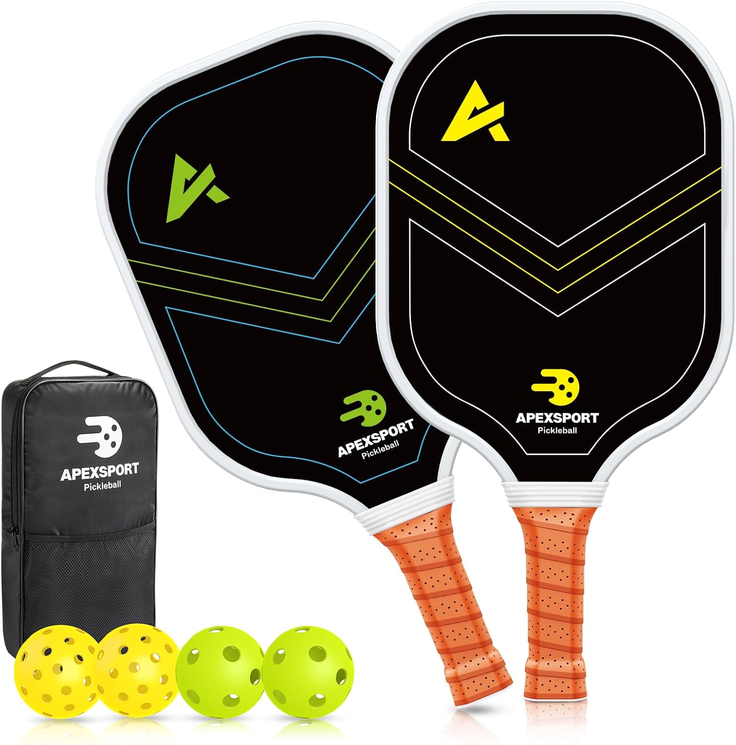 Pickleball Paddles Set of 24, USAPA Approved Lightweight Fiberglass Pickleball Set with 4 Pickleballs, 1 Pickleball Sling Bag, 2 Cooling Towels,