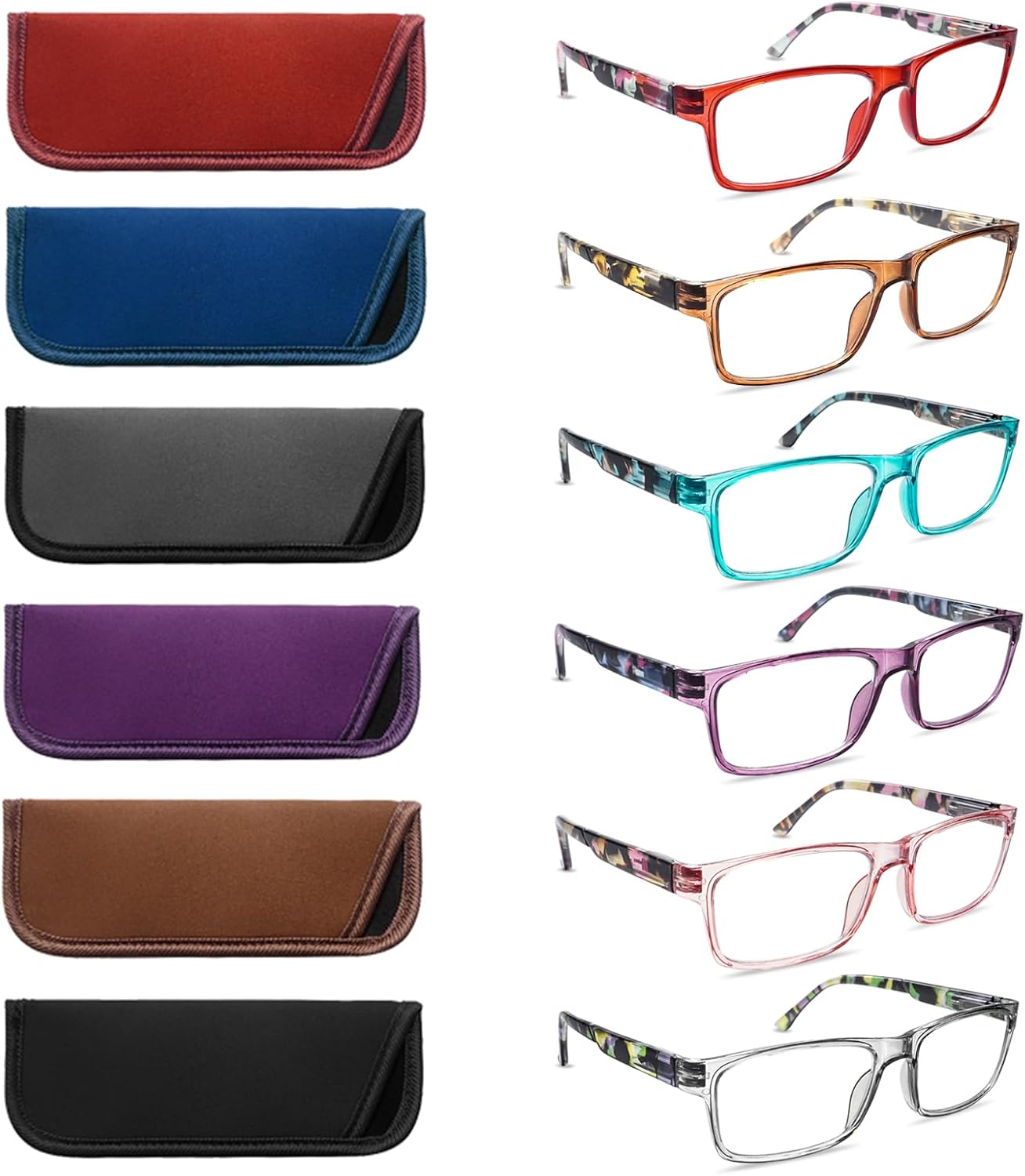 Ronecool Gafas de lectura para mujereshombres, bloqueo de luz azul, para lectura frente a la computadora, antifatiga ocular, 6 paquetes