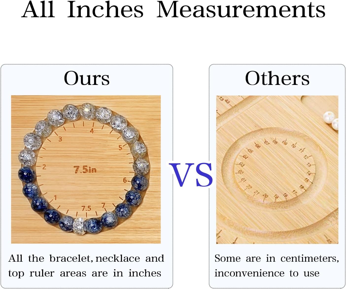 Favonuovy Tableros de cuentas para hacer joyas, pulseras de bambú, tablero de medición de 4.5, 5, 5, 5, 6, 6.5, 7, 7.5 pulgadas, todo en pulgadas,