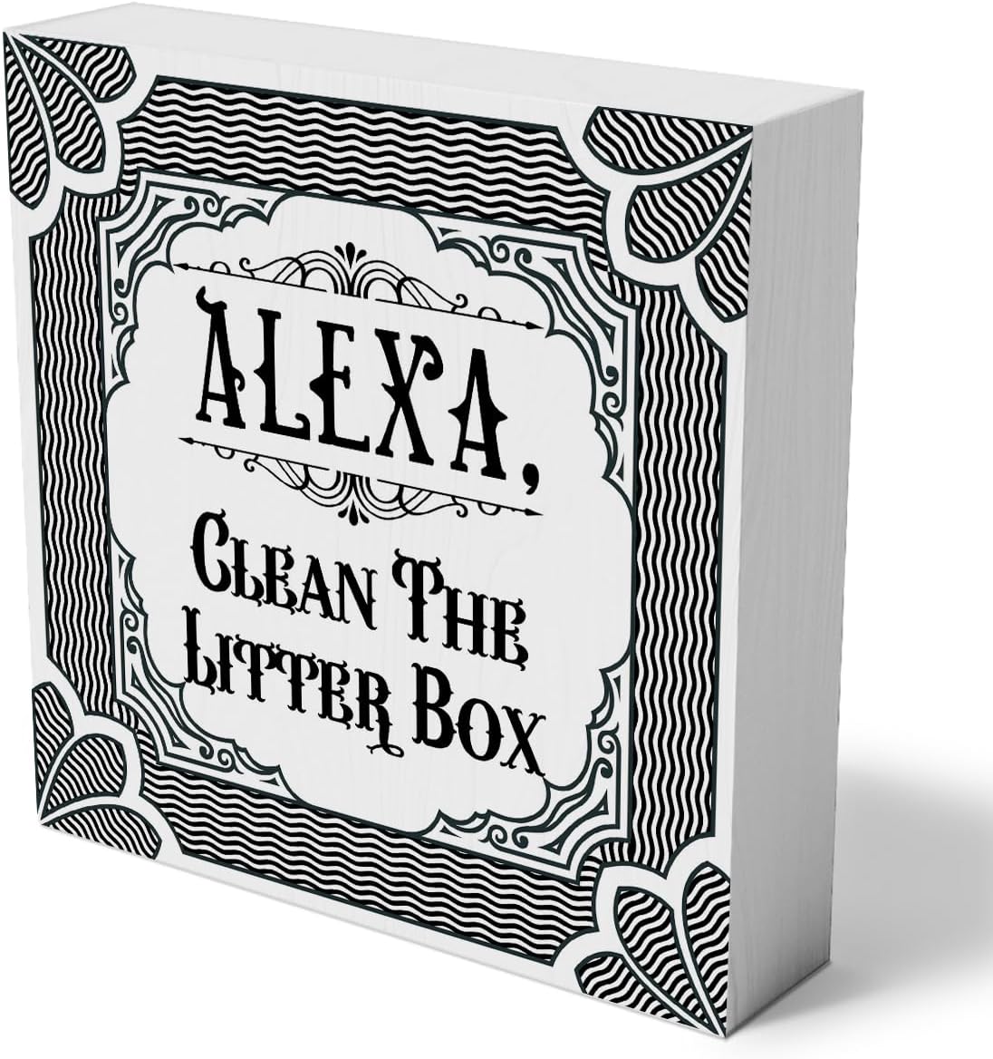 Cartel de madera para amantes de los gatos, decoración de pared para el hogar, 5 x 5 pulgadas, rústico, con Alexa Clean the Litter Box