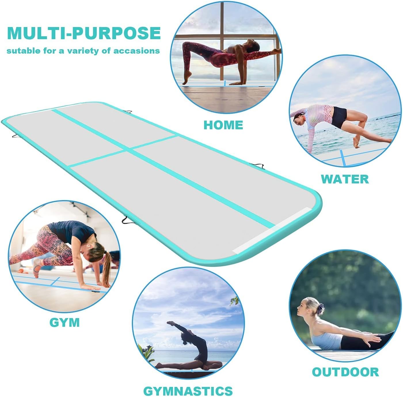 Tapete inflable de gimnasia de aire para regalo de Navidad, 13 pies, 16 pies, 20 pies, tapete de gimnasia para pista de secadora, 48 pulgadas de