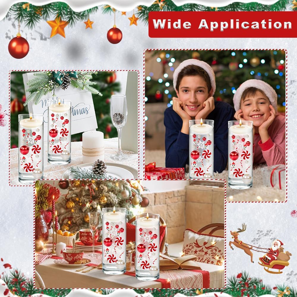 4136 perlas de relleno de jarrón de Navidad para rellenos de jarrones, velas flotantes con 8 velas flotantes, cuentas de geles de agua para Navidad,