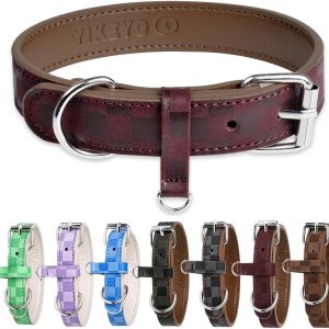 Collar de perro para perros pequeños, medianos y grandes, collares para mascotas, hembras y niños, collar de piel sintética con estampado a cuadros, Collar de perro para perros pequeños, medianos y grandes, collares para mascotas, hembras y niños, collar de piel sintética con estampado a cuadros,