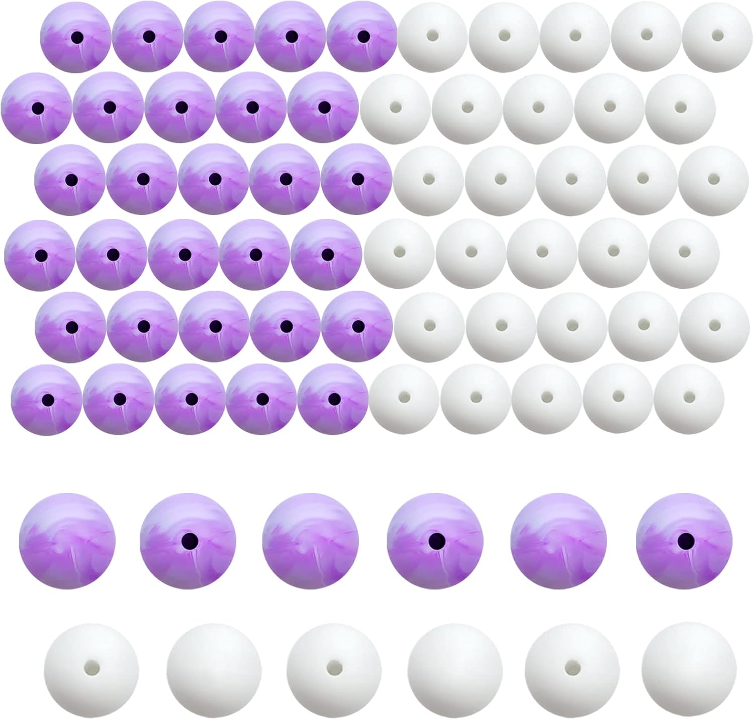 60 cuentas de silicona de 0.59 pulgadas (0.591 in), collares de cuentas de silicona para hacer llaveros con cuentas redondas de 0.59 pulgadas (0.591