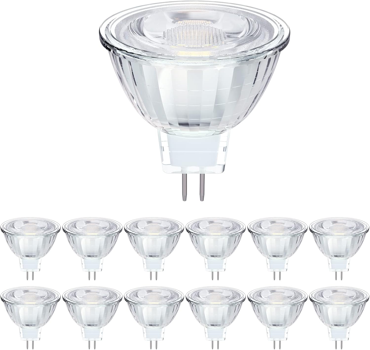 Energetic – Bombilla LED MR16 regulable de 6 W y 12 V, equivalente a halógeno de 50 W, CRI 90+, base de dos pines GU5.3, ángulo de haz de 40 grados,