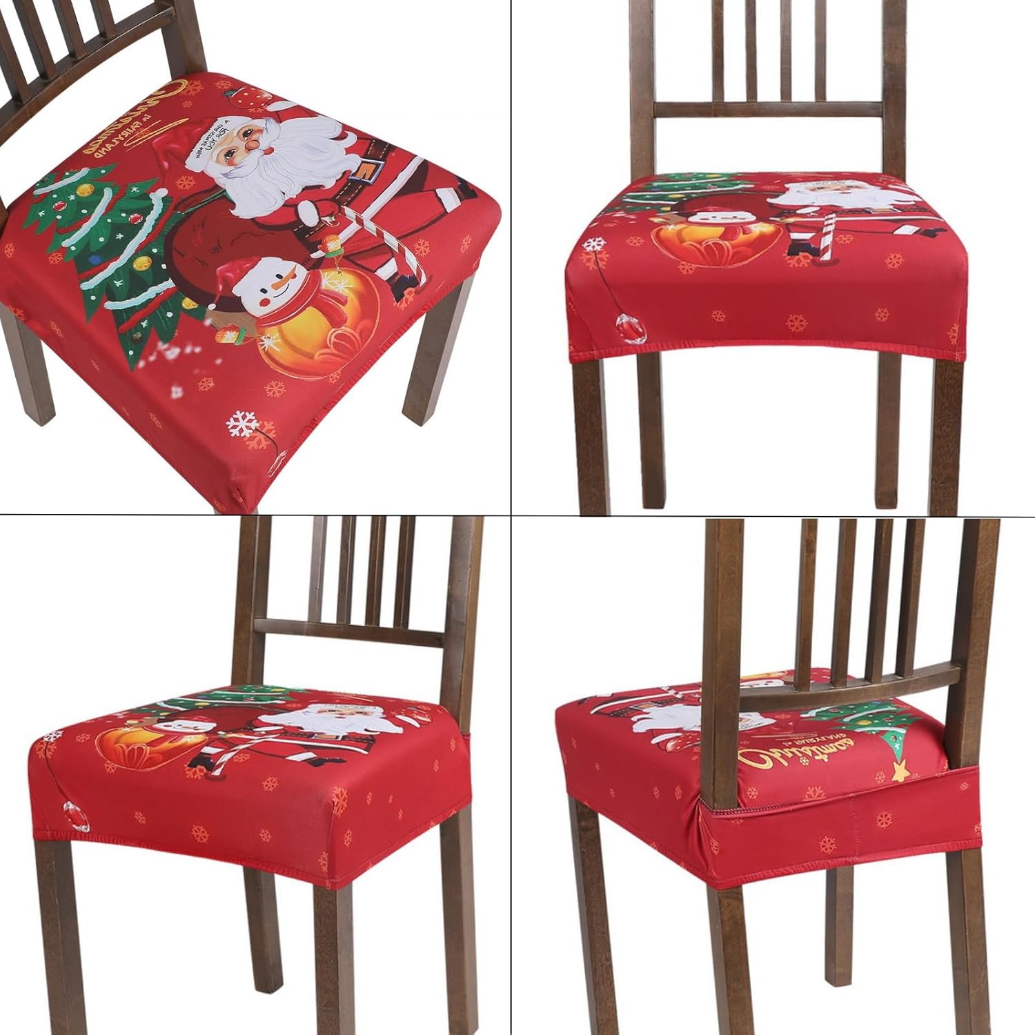 SearchI Juego de 6 fundas de asiento navideñas para sillas de comedor, suaves, extraíbles y lavables, para sillas de comedor, fundas protectoras