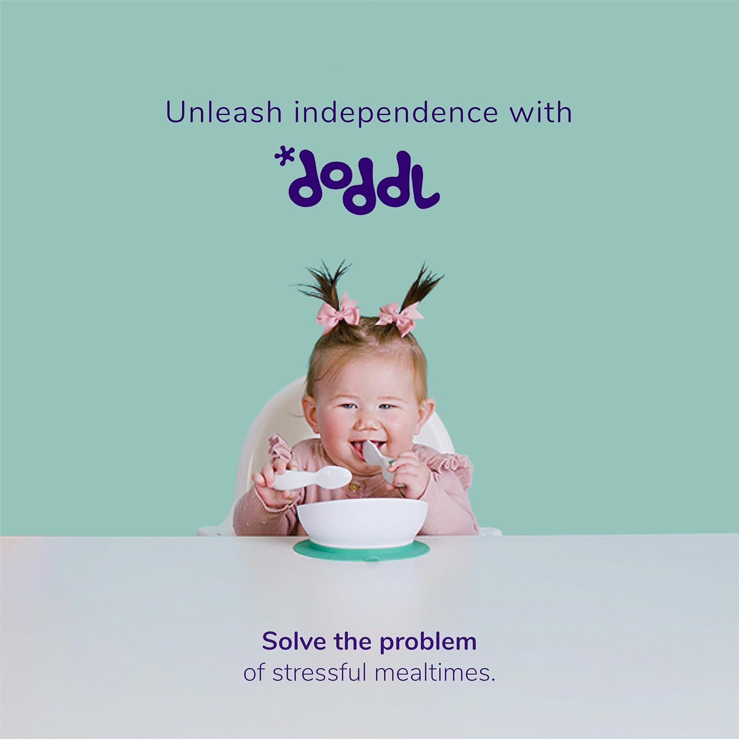 doddl Tazón de succión ergonómico para niños pequeños y bebés, platos ergonómicos para niños de 1 a 3 años, apto para lavavajillas, sin BPA (blanco