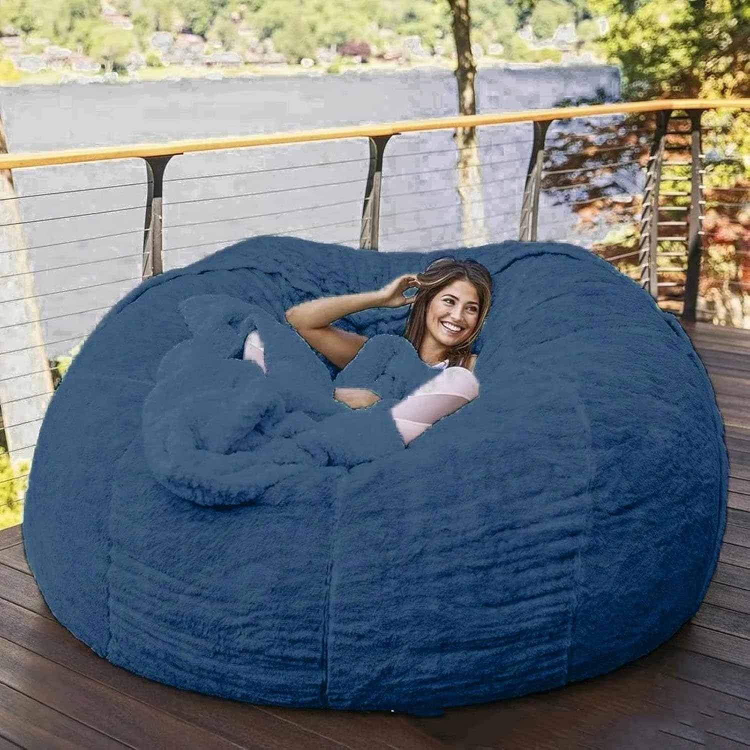 HWOEK Puf de gran tamaño de piel gigante (sin relleno) para muebles de sala de estar de adultos, grande, redondo, suave, esponjoso, sofá perezoso,