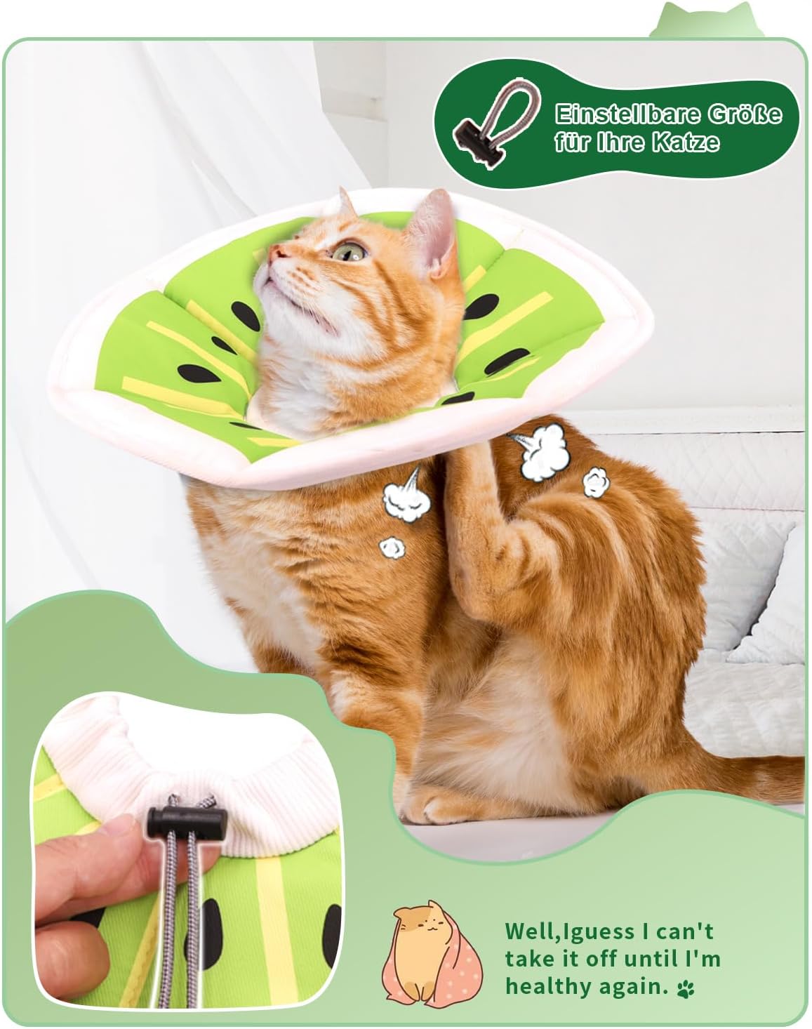 Pawfun Collar de cono de gato, suave, collar protector de recuperación para gatos para dejar de lamerse después de la cirugía, cómodo collar