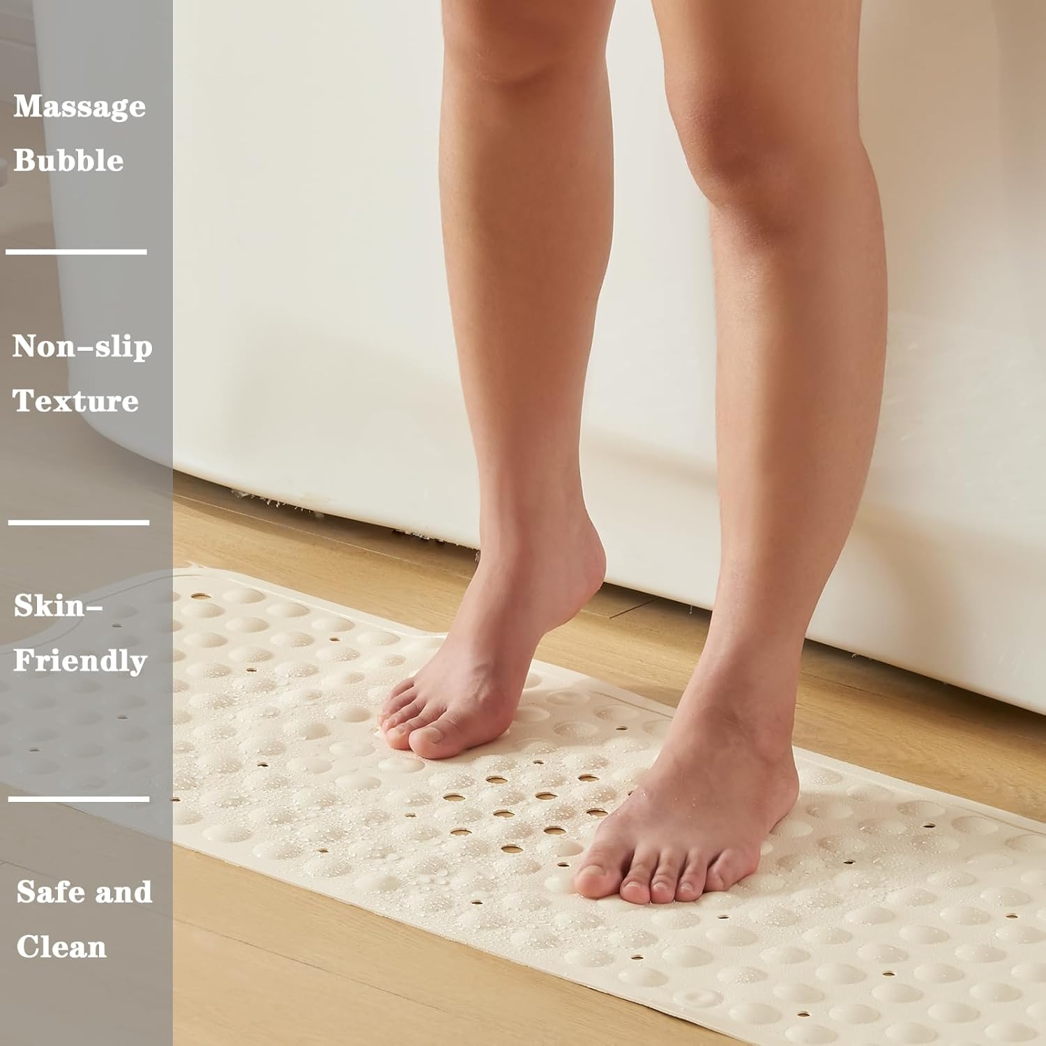 YANZIFLY Alfombra de bañera para ducha Alfombrilla de baño de silicona suave de 16 x 40 pulgadas, antideslizante con ventosas, alfombrilla para baño