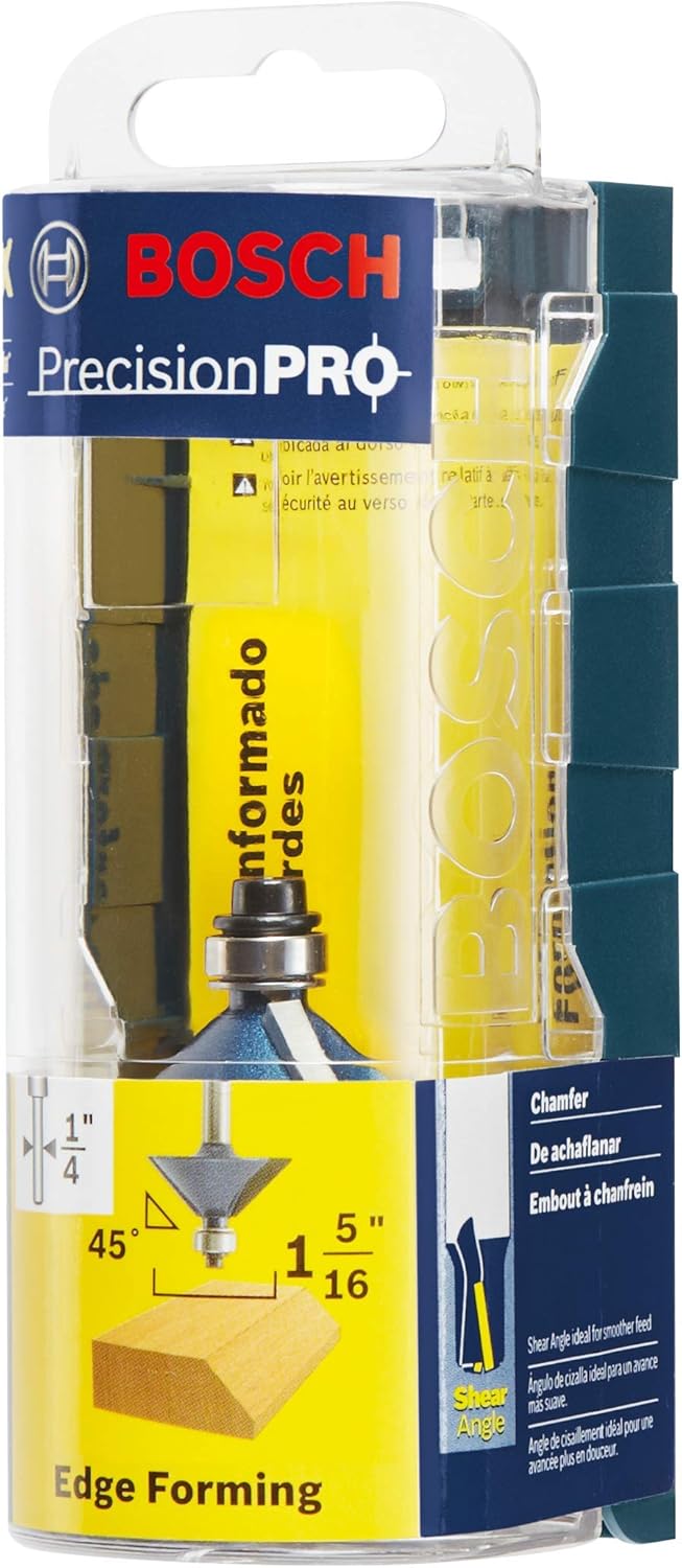 BOSCH 85298MC Broca de enrutador de chaflán con punta de carburo de 1-516 pulgadas x 45