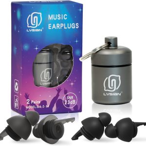 LYSIAN Tapones para los oídos de concierto de alta fidelidad para música, 2 pares de tapones para los oídos de músicos para cancelación de ruido, LYSIAN Tapones para los oídos de concierto de alta fidelidad para música, 2 pares de tapones para los oídos de músicos para cancelación de ruido,