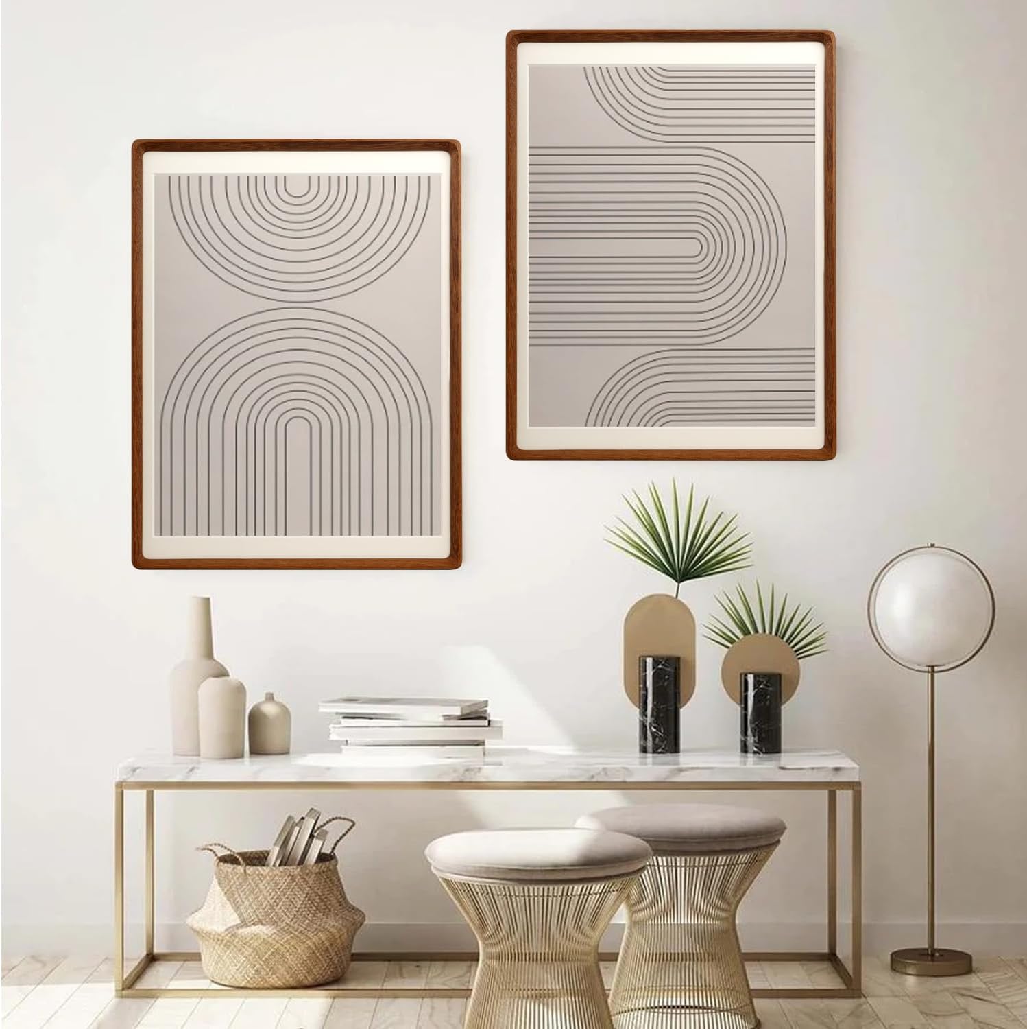 Marcos de fotos de madera natural inspirados en el marco de fotos de mesa con paspartú, pantalla vertical u horizontal (nogal, 18 x 24 pulgadas mate