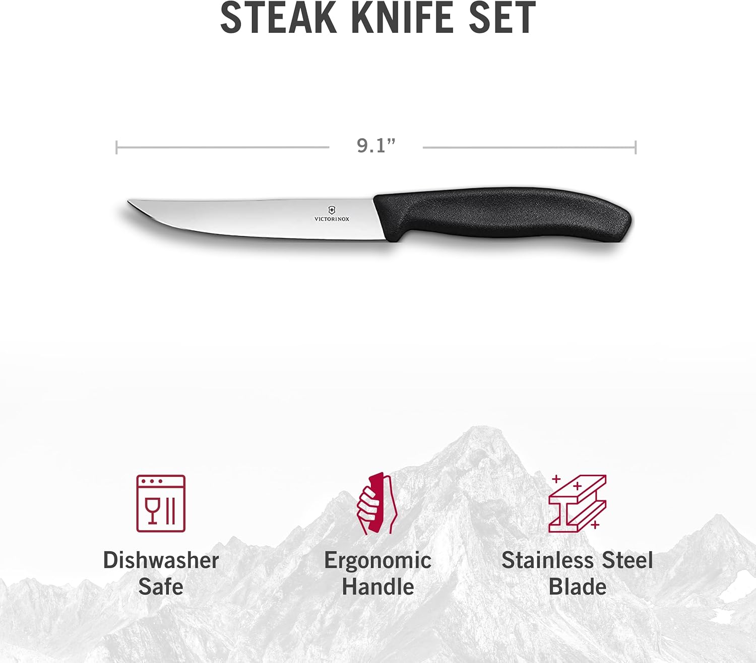 Victorinox Swiss Classic – Cuchillos de cocina para utensilios de cocina, ergonómicos, cuchillos de carne de acero inoxidable, asas negras, borde