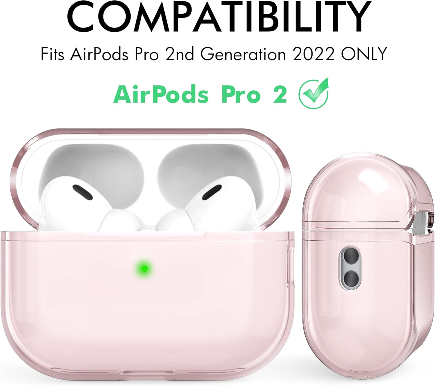 NIUTRENDZ Funda protectora para AirPods Pro 2 2022 de TPU suave con cordón LED frontal visible compatible con AirPods Pro de 2 generación (rosa