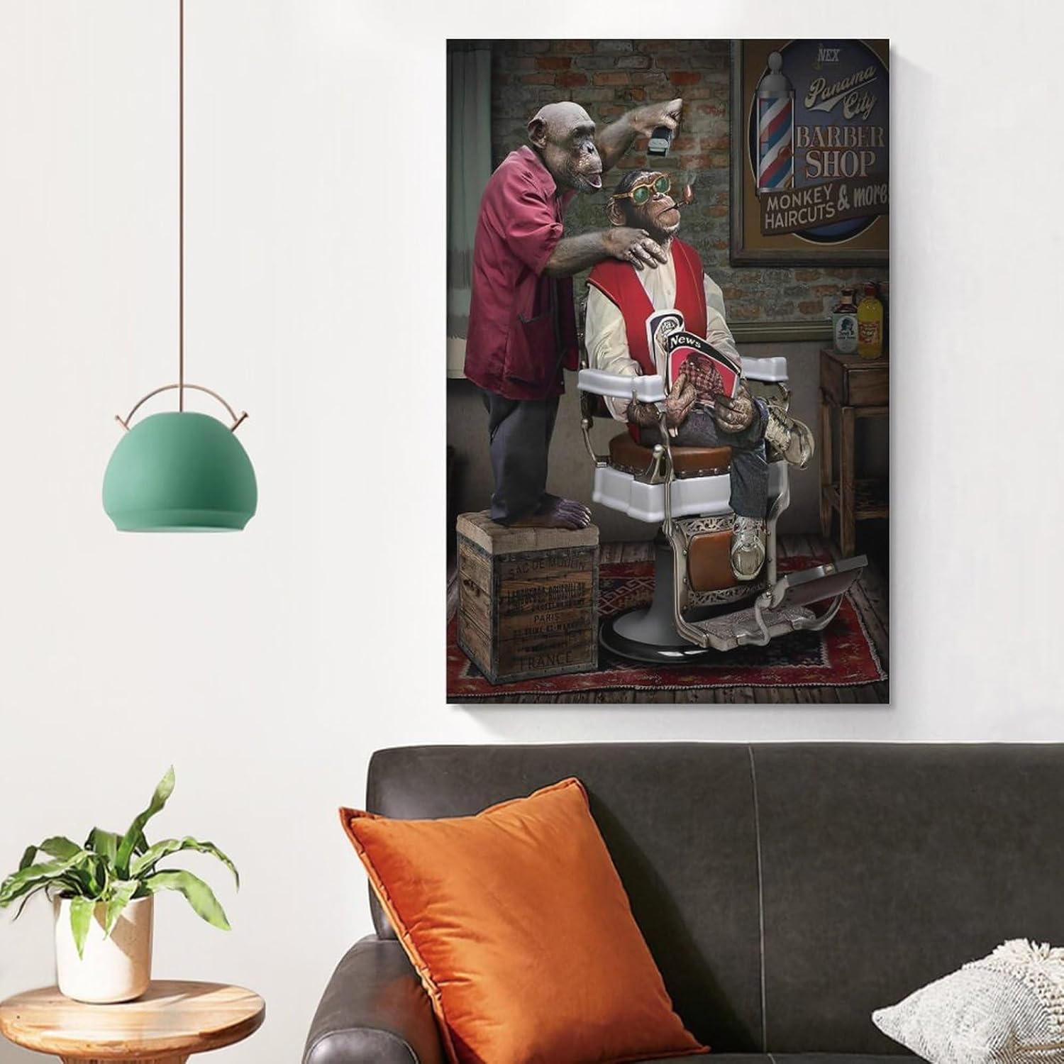 Aimeryup Póster enmarcado de cortes de pelo de mono para decoración de pared, baño, lienzo, impresiones artísticas sin marco, 24 x 36 pulgadas (23.6