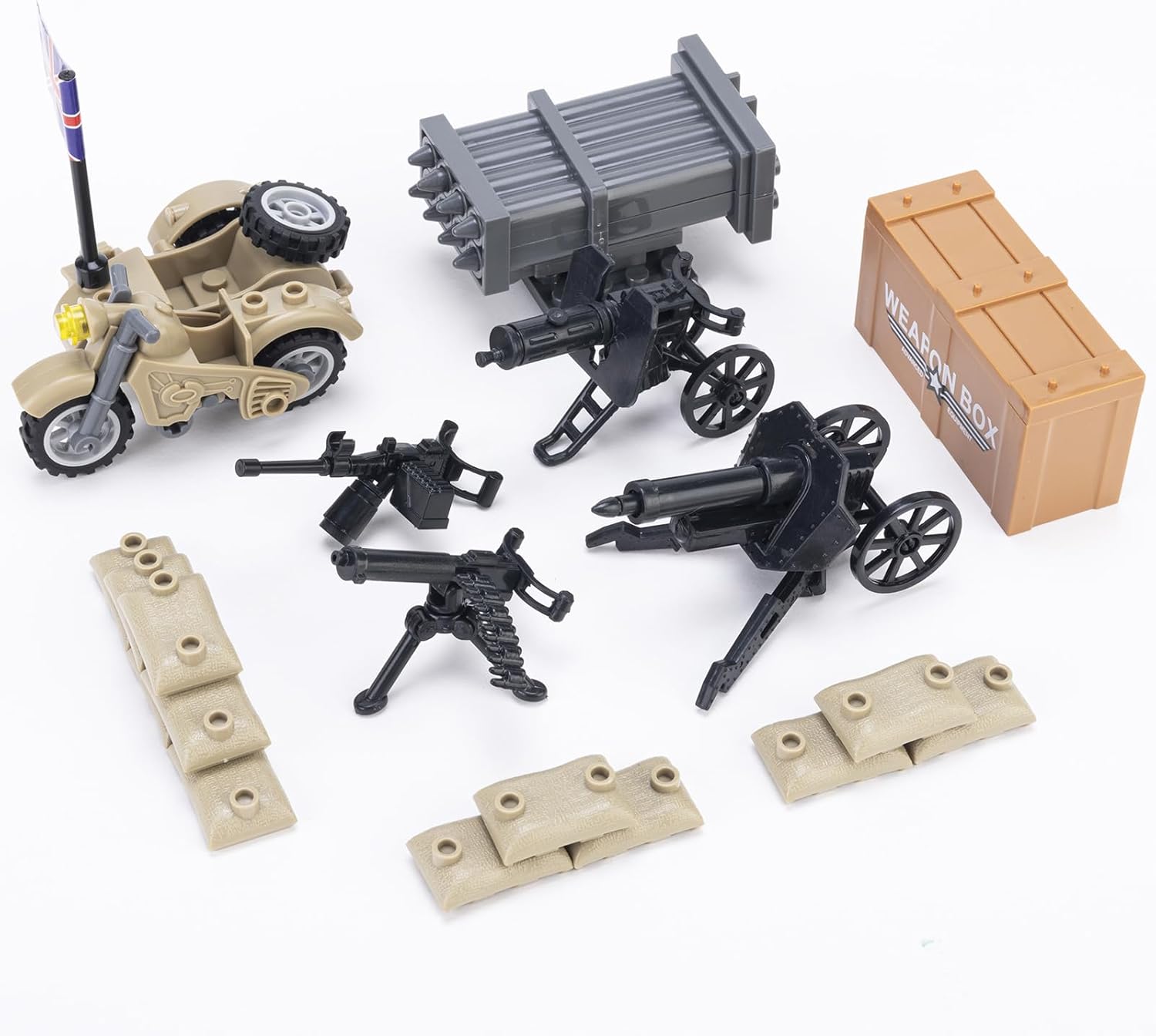 VICVIK Paquete de armas, accesorios de juguetes militares, modelo de soldado de guerra, incluye 4 piezas de armas pesadas para equipos del ejército,