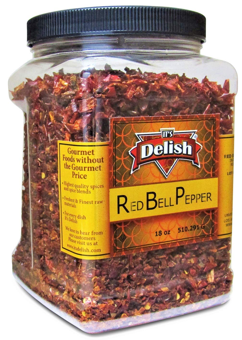 Pimienta roja deshidratada por It’s Delish  Contenedor reutilizable Jumbo 18 Oz  Sellado para mantener la frescura  picado y seco especias vegetales