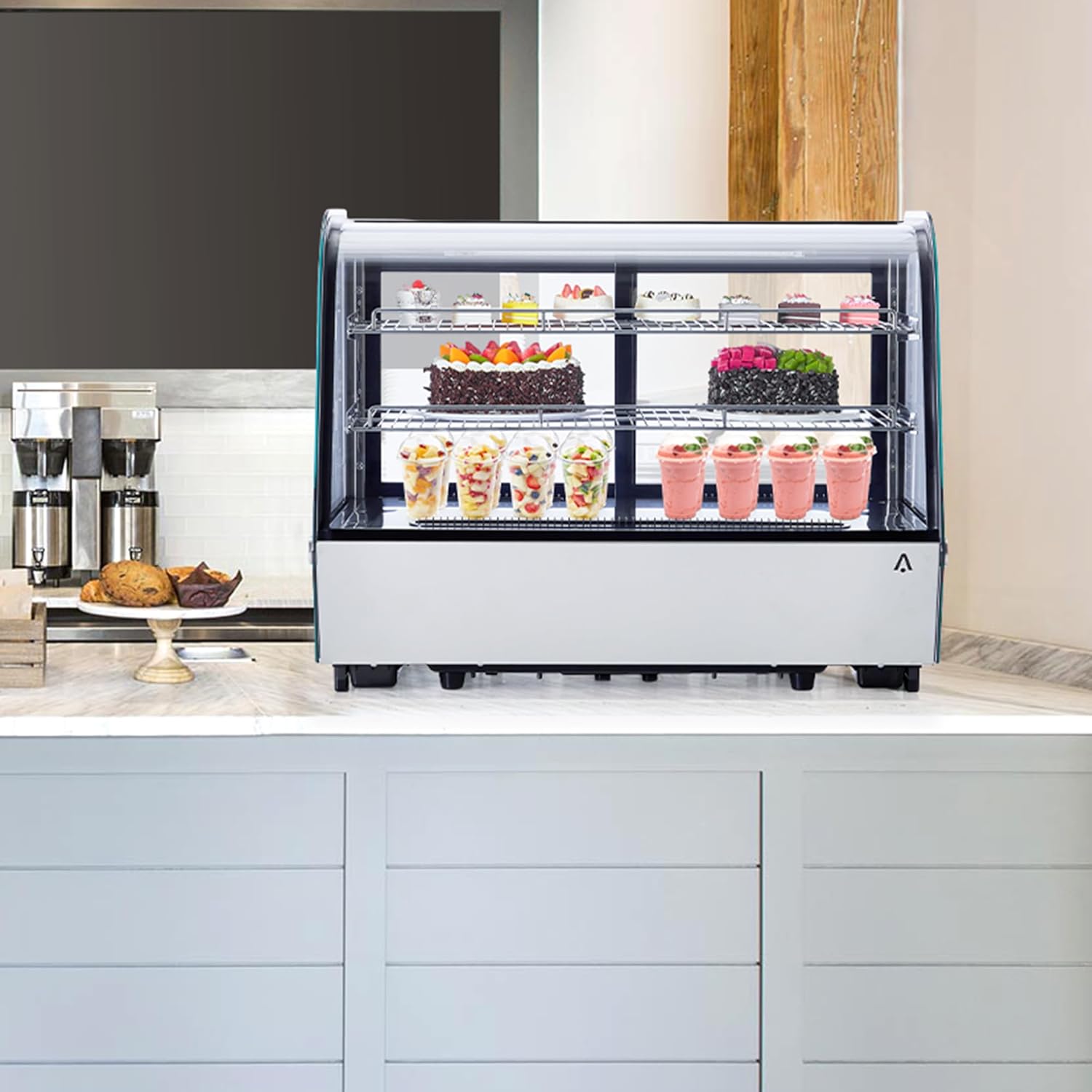 TackView Vitrina para refrigerador comercial de 4.6 pies cúbicos, con iluminación LED, vitrina de pastelería de 4.6 pies cúbicos, vitrina de vidrio