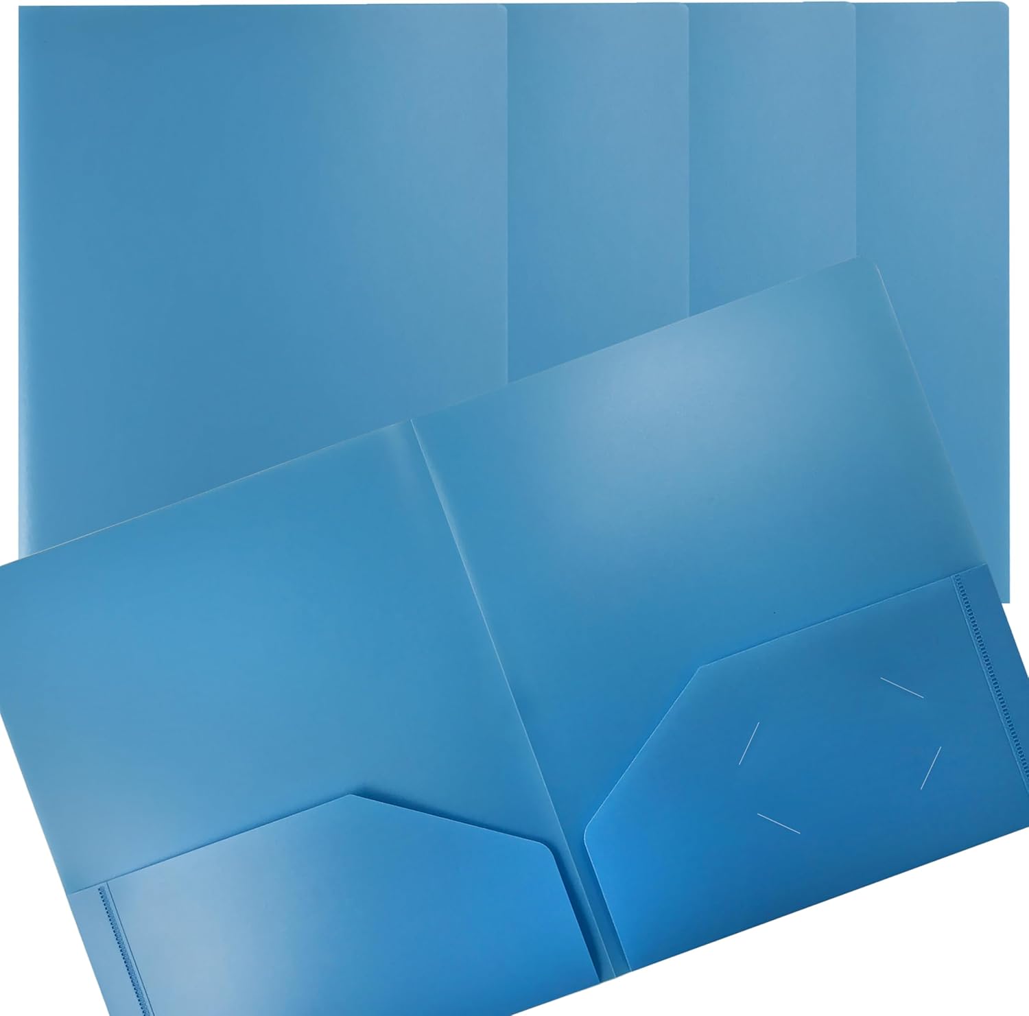 Better Office Products Carpetas de plástico azul claro pesado con 2 bolsillos, paquete de 24, carpetas de polietileno tamaño carta, paquete de 24,