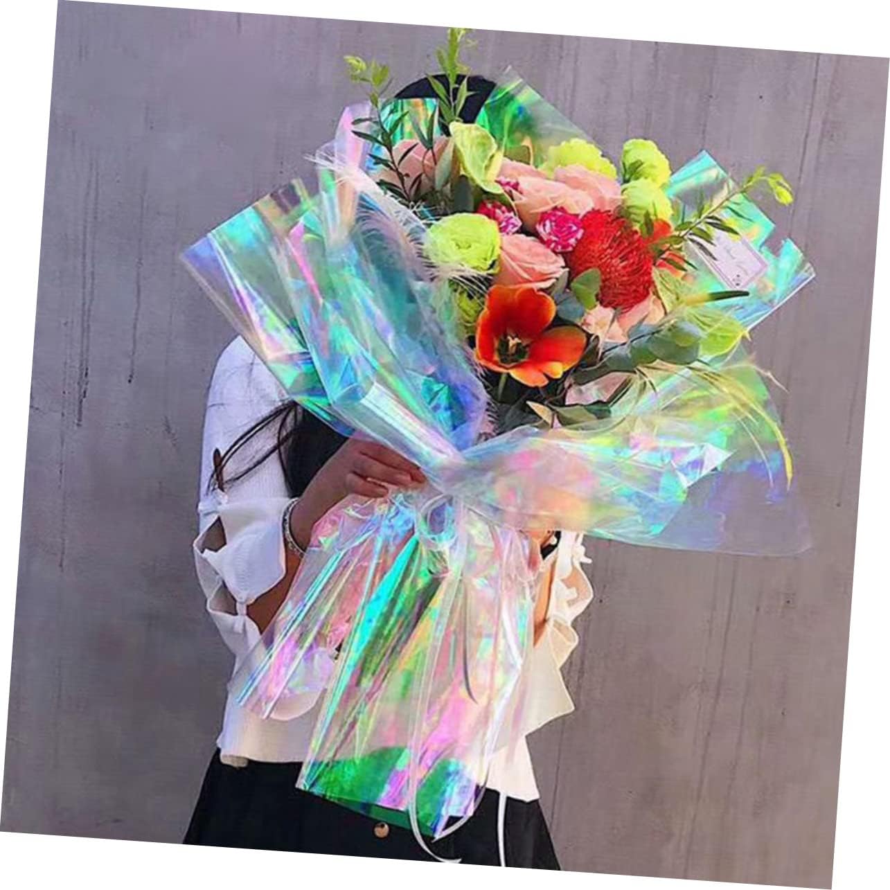EXCEART 60 Pcs Rainbow Glossy Film Cellophane Packing Paper Candy Package Paper Cellophane Paper Gift Wrapping Paper Clear Film Flower Gifts Florist