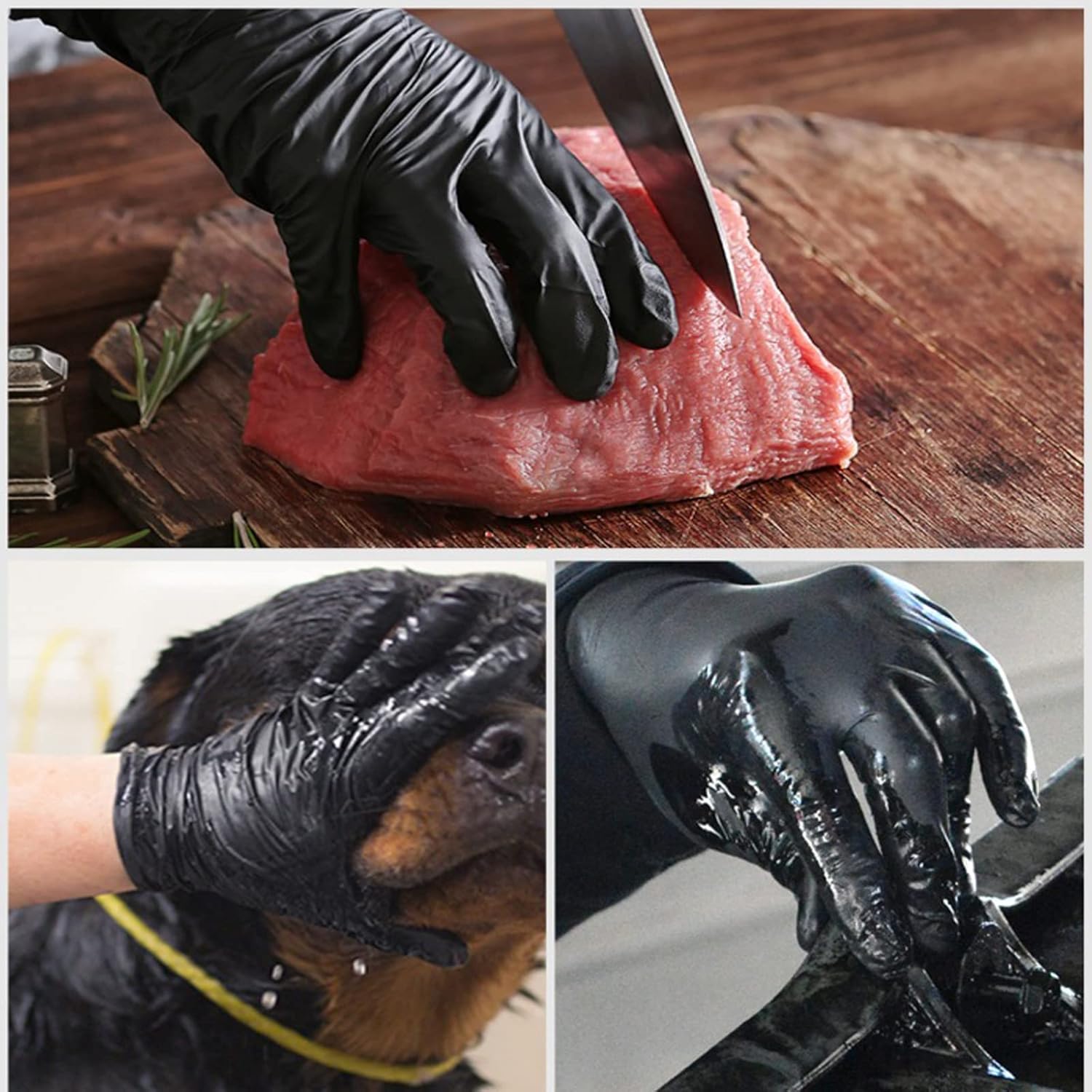 YIZUNNU 200 guantes desechables para barbacoa y 6 pares de forros de algodón lavables y reutilizables, guantes de nitrilo sin polvo y látex, para