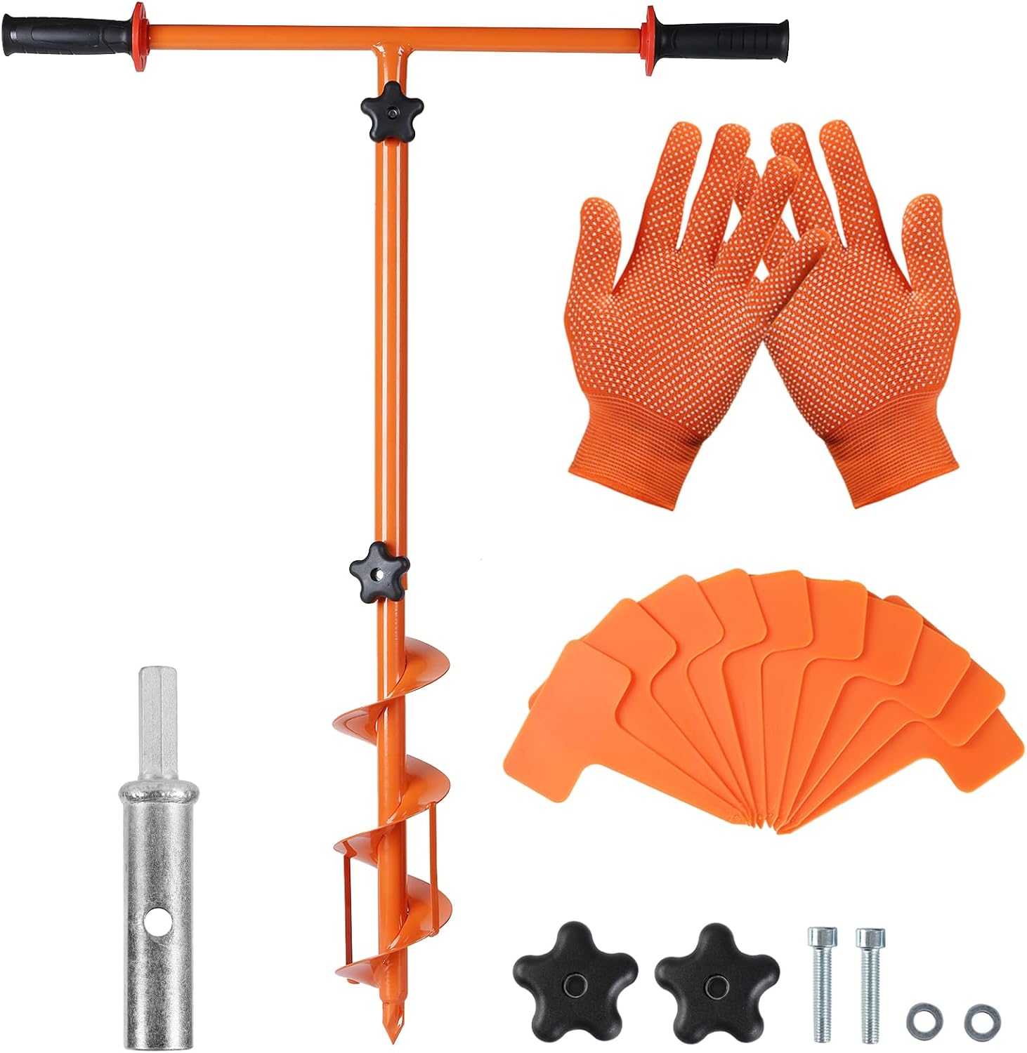 Kit de excavadora de agujeros 2023  Excavadora manual de agujeros para poste de 25.5 x 34 pulgadas con barrenas de 3.95 pulgadas, adaptador,