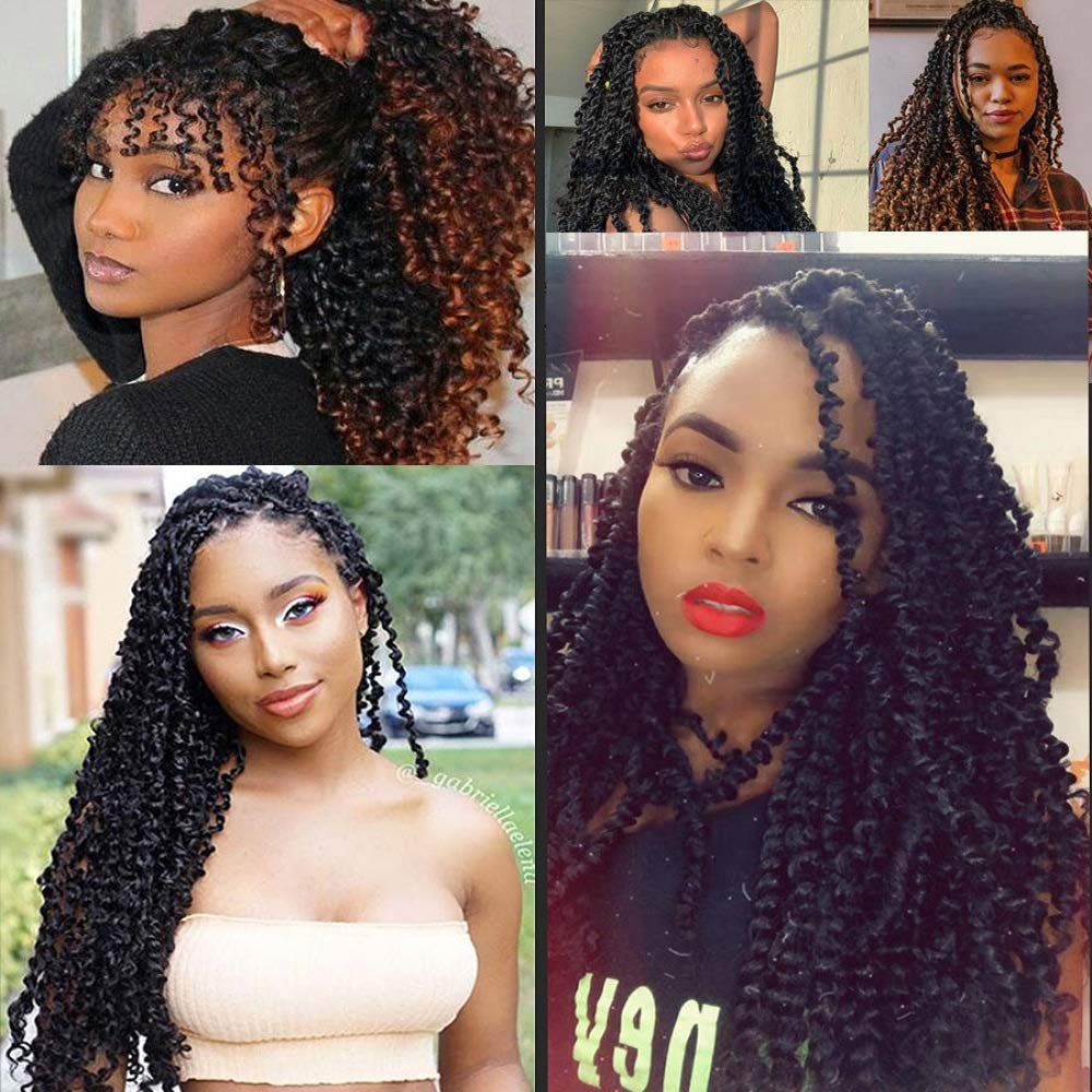 8 paquetes de extensiones de cabello rizado de 18 pulgadas, Passion Twist, con ondas de agua, crochet, ombre, para trenzar