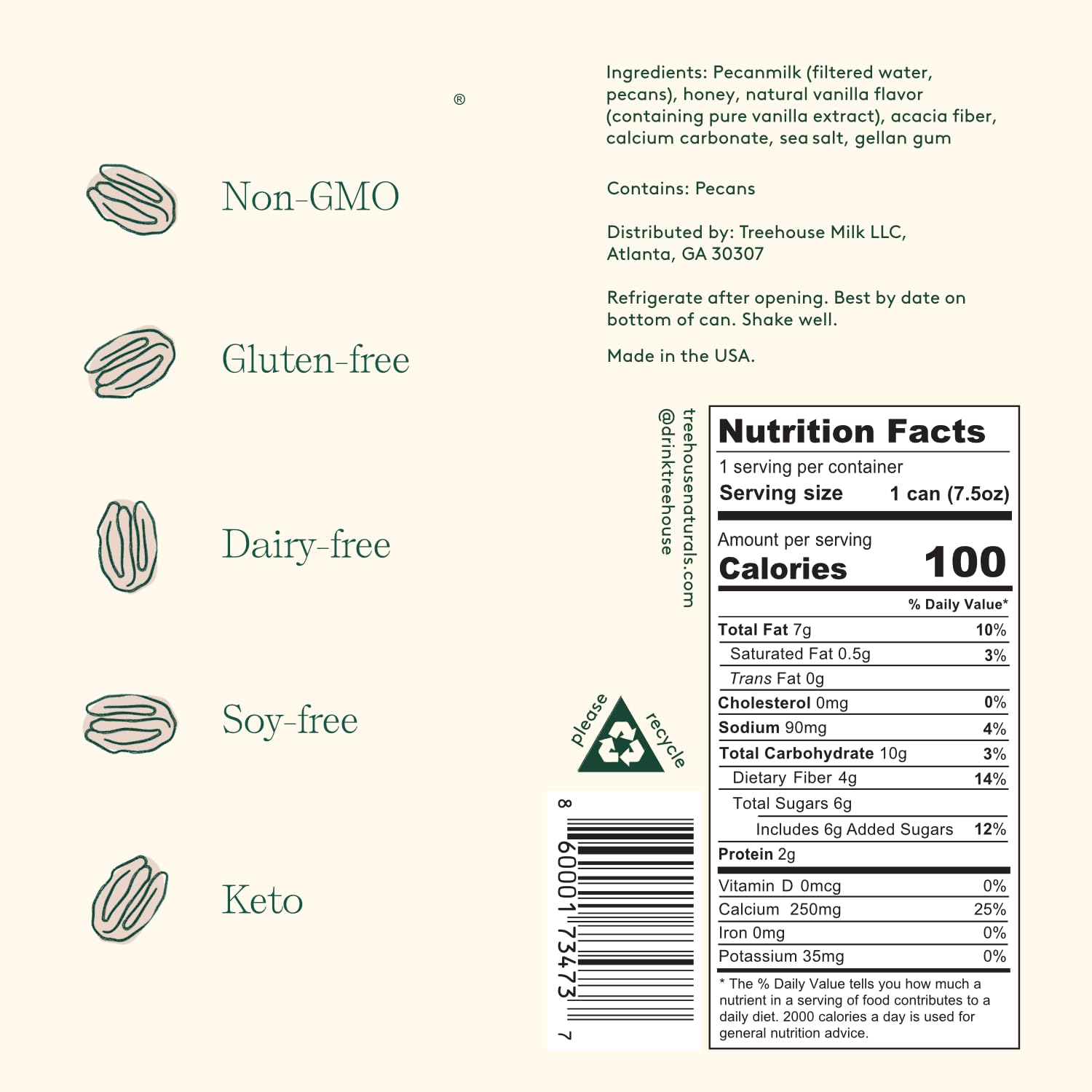 Leche de nuez original a base de plantas sin lácteos, apta para dieta cetogénica, lata de 7.5 onzas, paquete de 12
