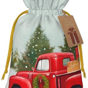 Zelamiee Bolsas de regalo de arpillera con cordón de muñeco de nieve de camión rojo, perfectas para Halloween, Acción de Gracias, Navidad, Zelamiee Bolsas de regalo de arpillera con cordón de muñeco de nieve de camión rojo, perfectas para Halloween, Acción de Gracias, Navidad,