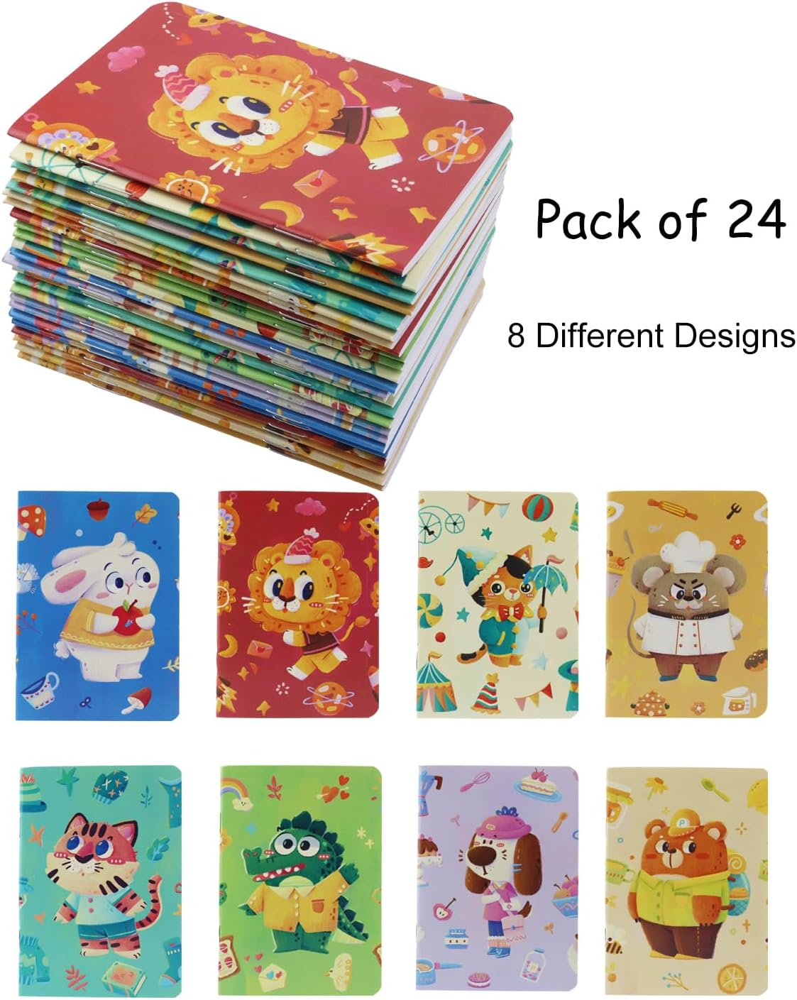 24 mini cuadernos, bloc de notas de bolsillo de 3.5 x 5 pulgadas, diario pequeño para escuela, oficina, hogar, suministros de regalo de viaje