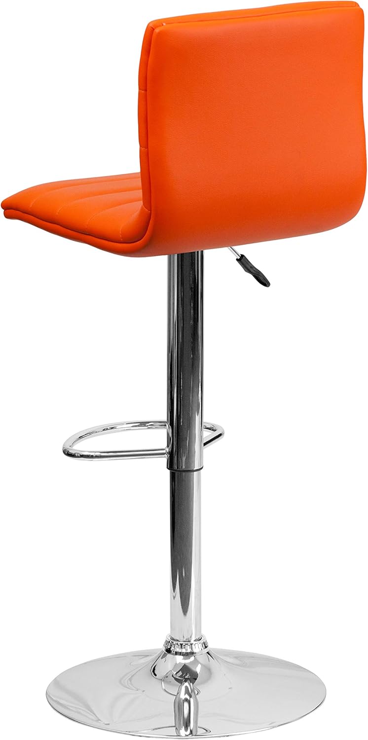 Flash Funiture silla de bar ajustable con base cromada, Vinilo, Anaranjado