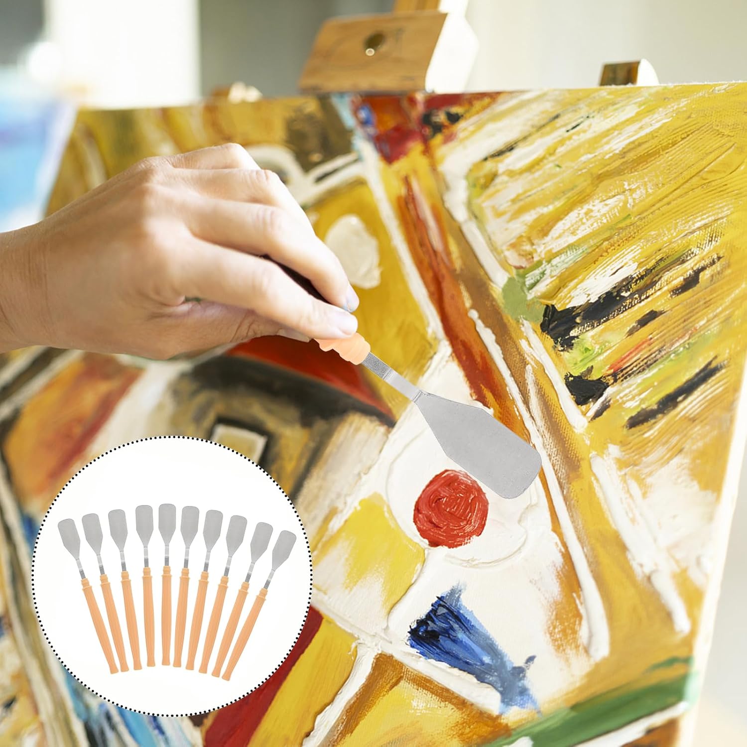 Gadpiparty espátula de acero inoxidable espátula para pintura al óleo acrílico mezcla de color artista herramientas de arte suministros espátula de