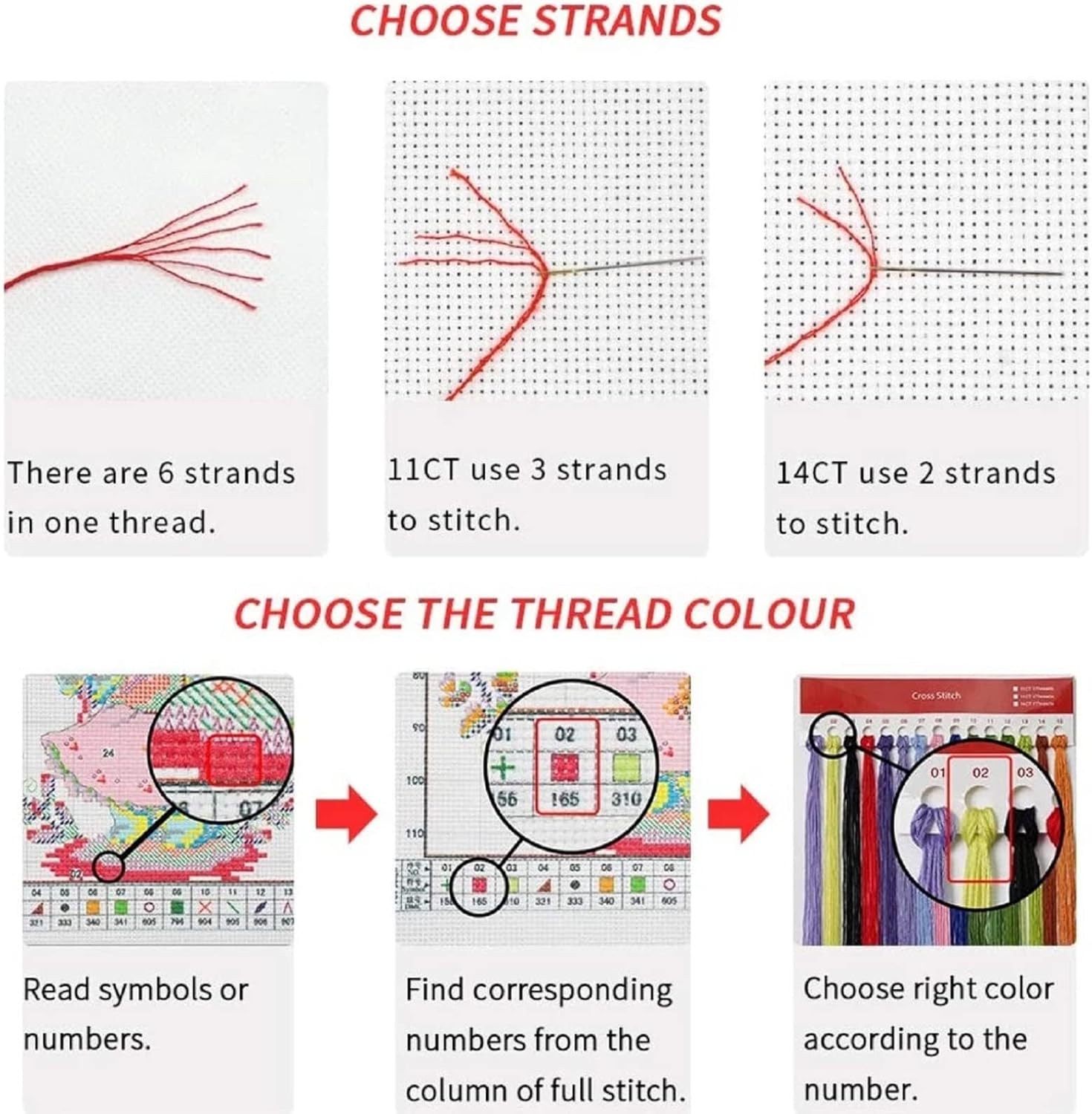 Redxing Kits de punto de cruz estampados, kit de bordado para principiantes y adultos, gama completa de patrones de bordado, kits de iniciación,