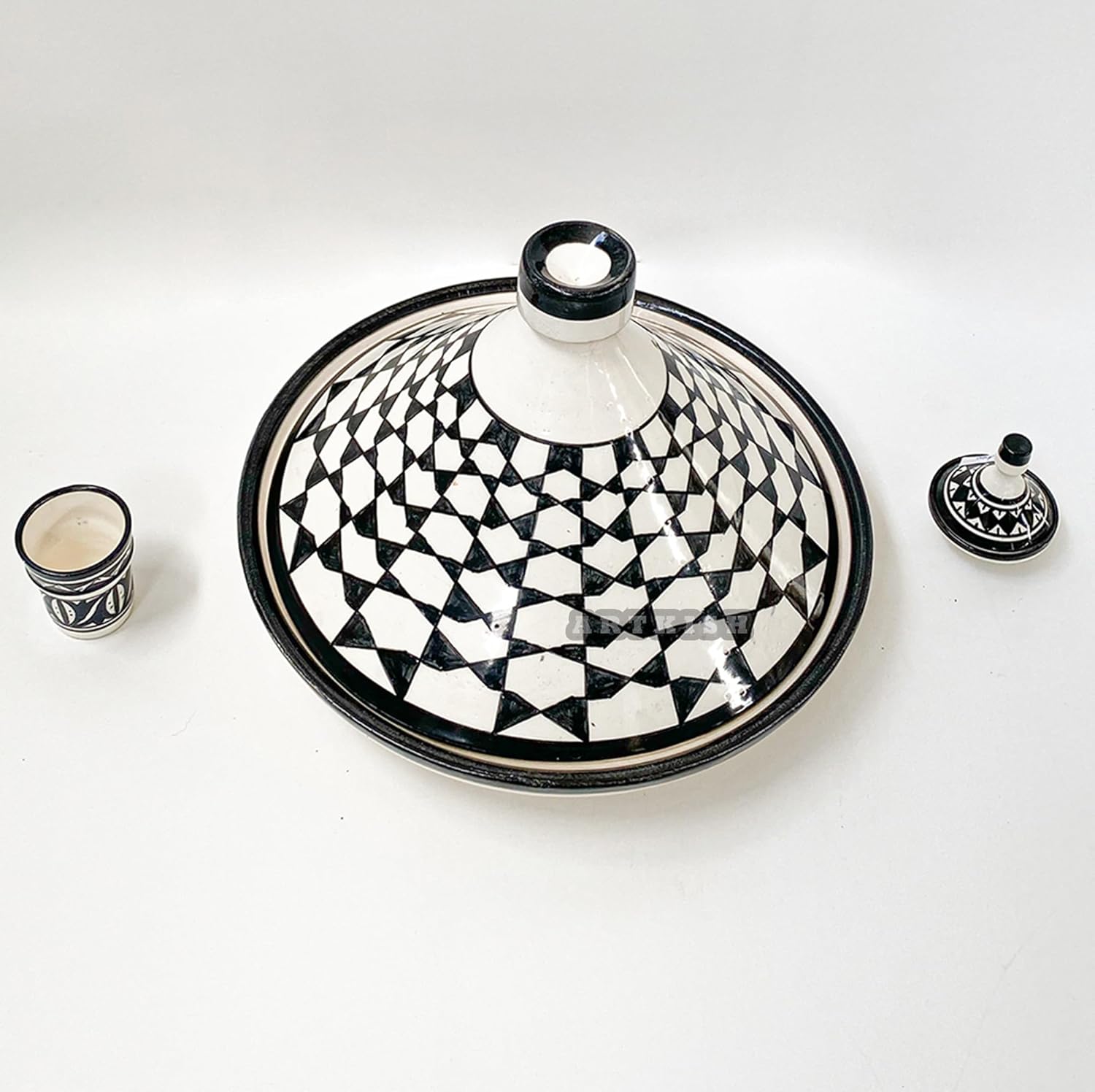 Moroccan Tagine Cooking Pot – Handcrafted Ceramic Artistry Tajin – Large Hand Painted Tajine for Serving and Cooking  Traditional Pottery Dishware