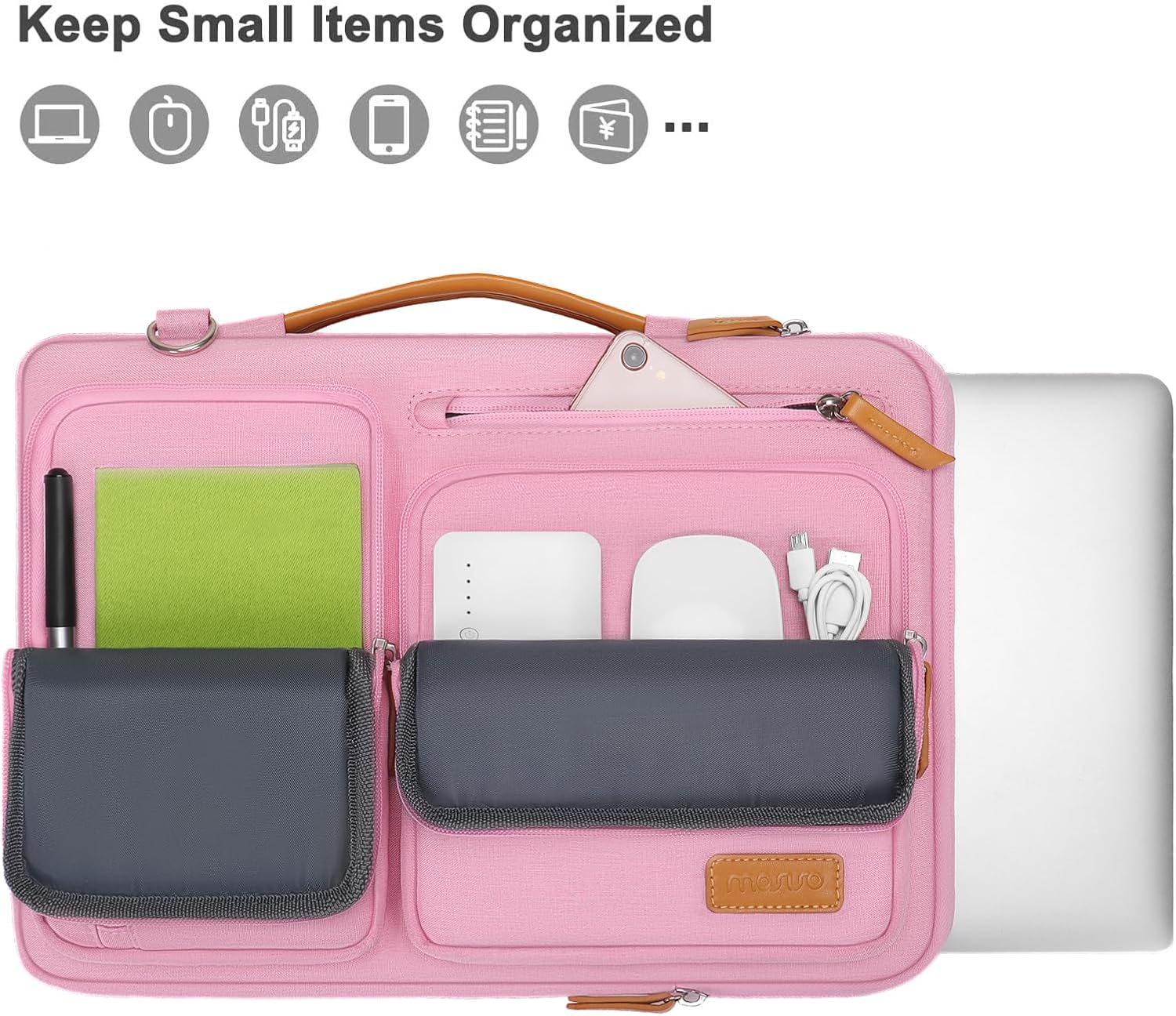 MOSISO – Bolso de hombro protector 360 para laptop, bolsa para computadora de 15-15.6 pulgadas, bolsa tipo mensajero con apertura lateral, 4