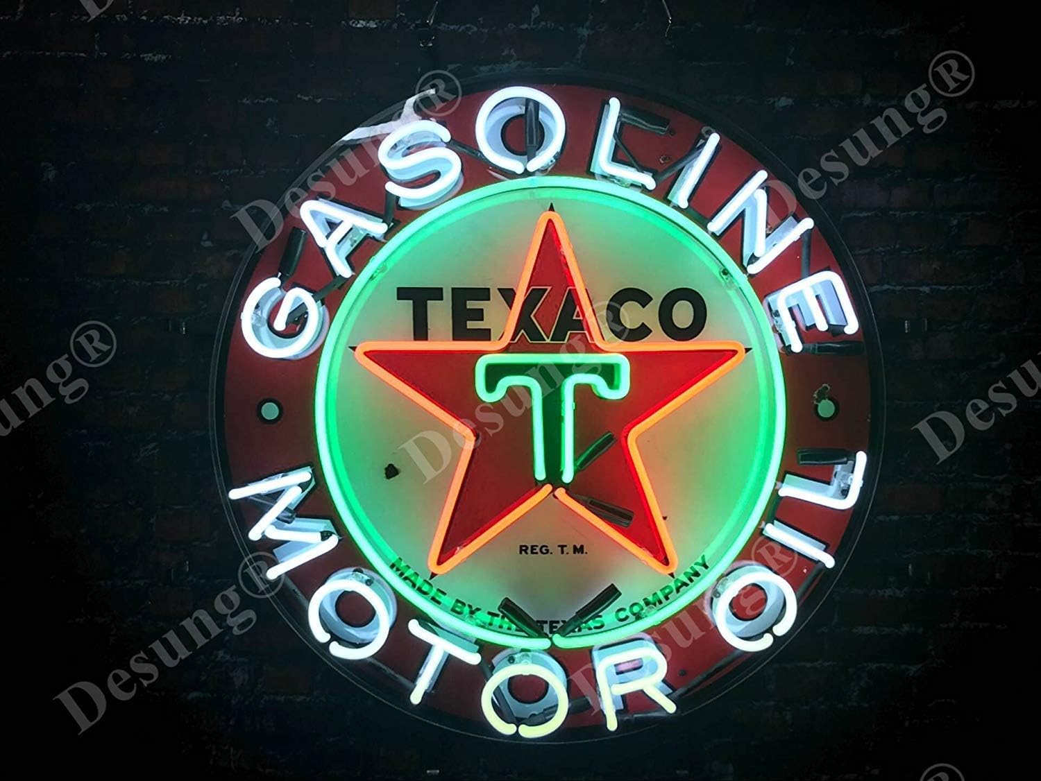 Desung 24 x 24 pulgadas Texaco Motor de gasolina gasolinera gasolinera lámpara de luz de señal de neón HD Vivid Printing Tech Beer Pub Bar Hecho a
