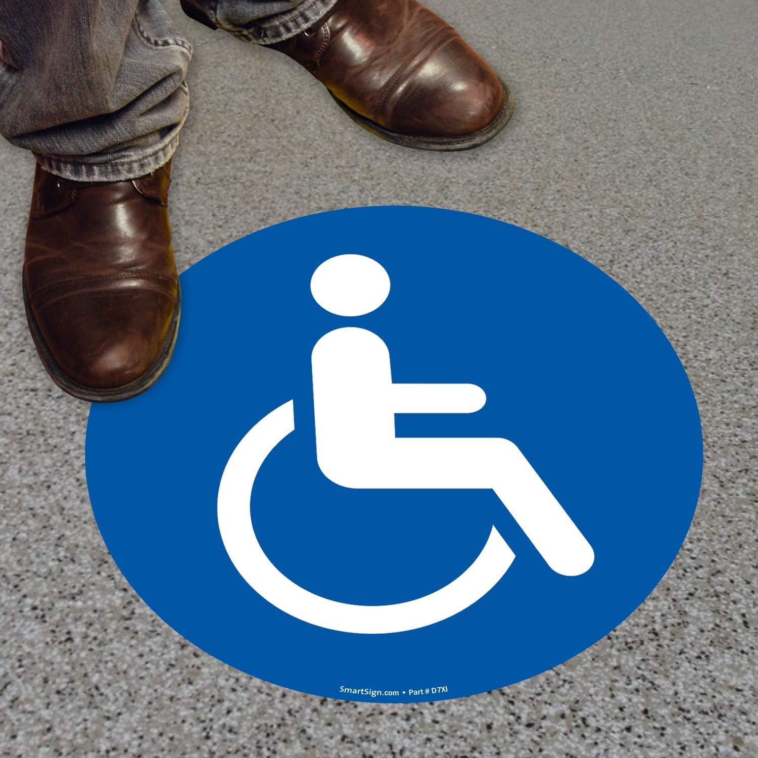 SmartSign Letrero de suelo SlipSafe con símbolo de discapacidad  Vinilo antideslizante de 17 x 17 pulgadas