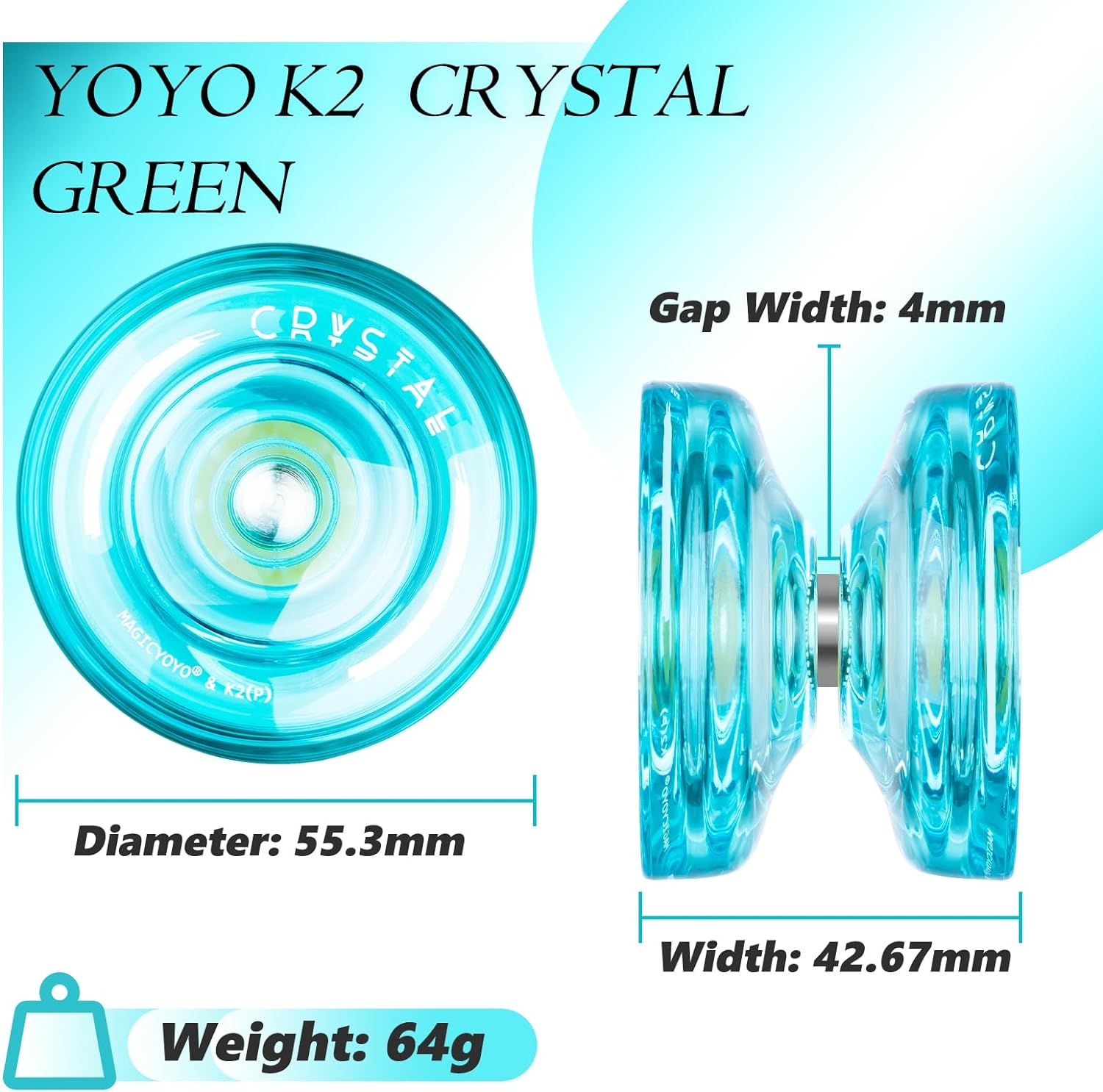 MAGICYOYO Paquete de 2 Yoyo Responsive para niños, Yoyo V6 de metal profesional y Yoyo K2 de cristal, Yoyos profesionales de doble propósito con