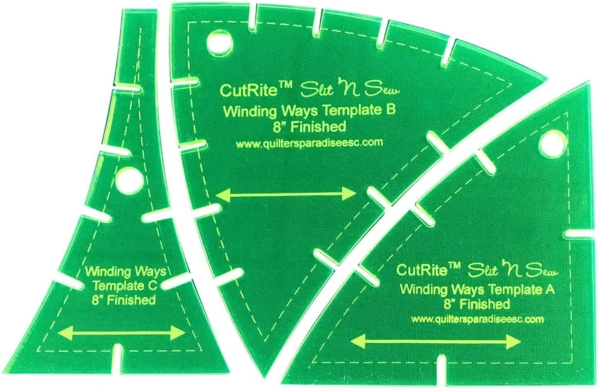 Quilter’s Paradise Slit N Sew Winding Ways Set Templates – Acrílico