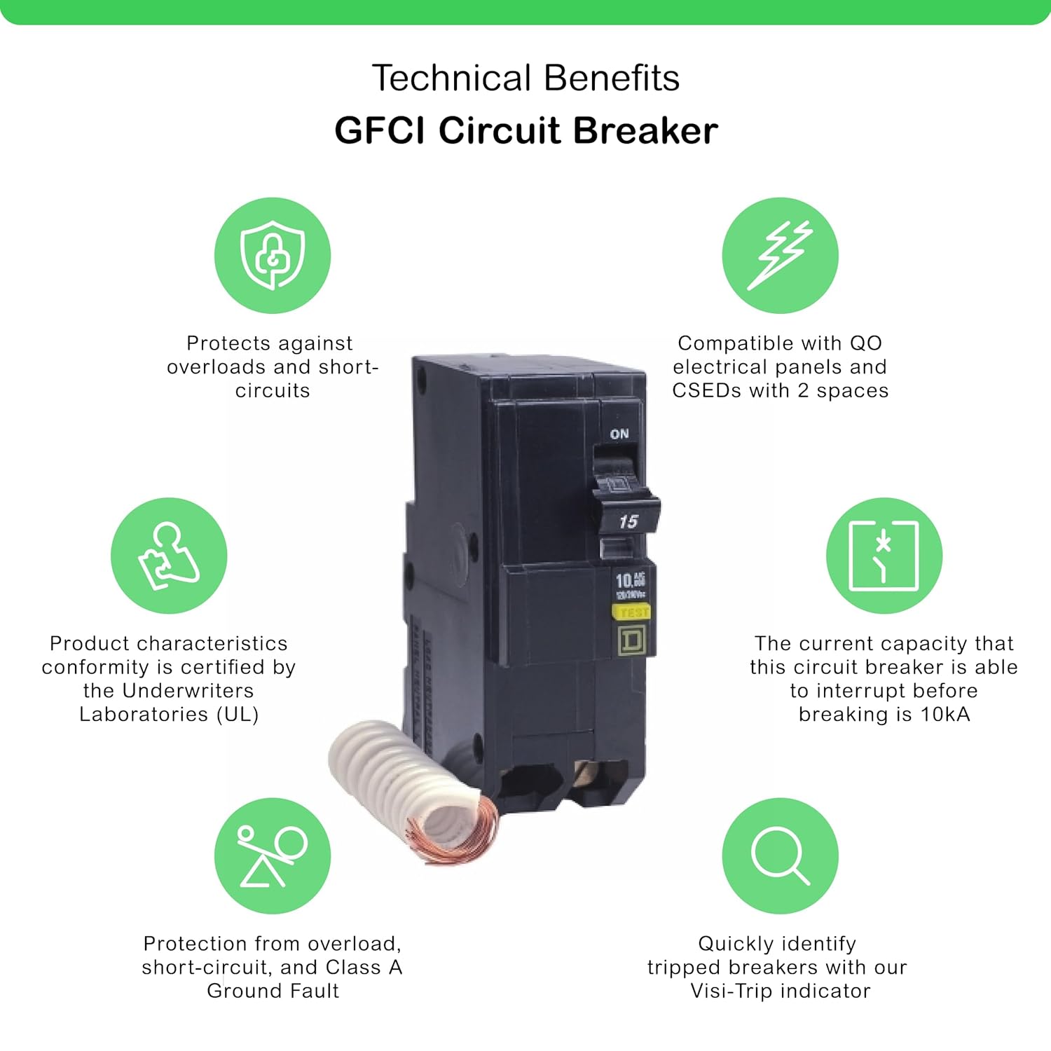 Square D por Schneider Electric QO220GFICP QO Qwik-Gard, 20 amp, disyuntor GFCI de dos polos