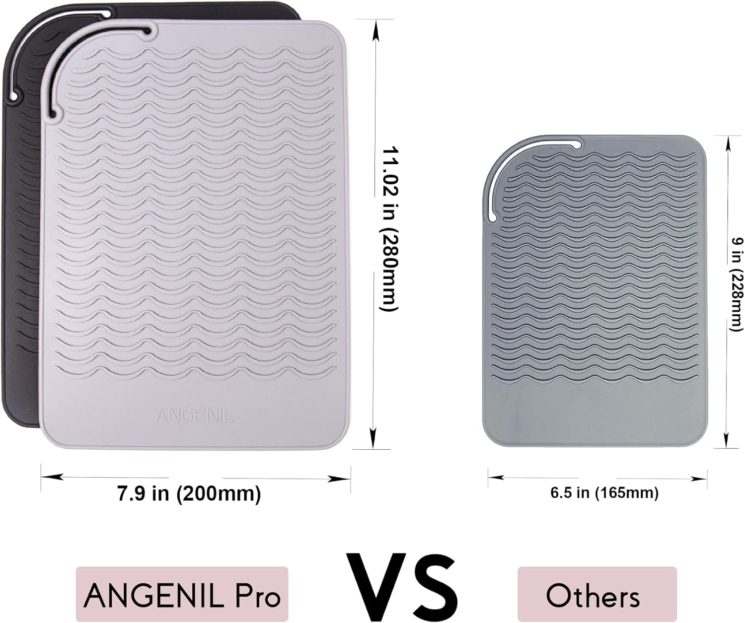 ANGENIL Alfombrilla de silicona grande resistente al calor para alisadores de cabello, rizadores, herramientas de estilo, alfombrilla de hierro